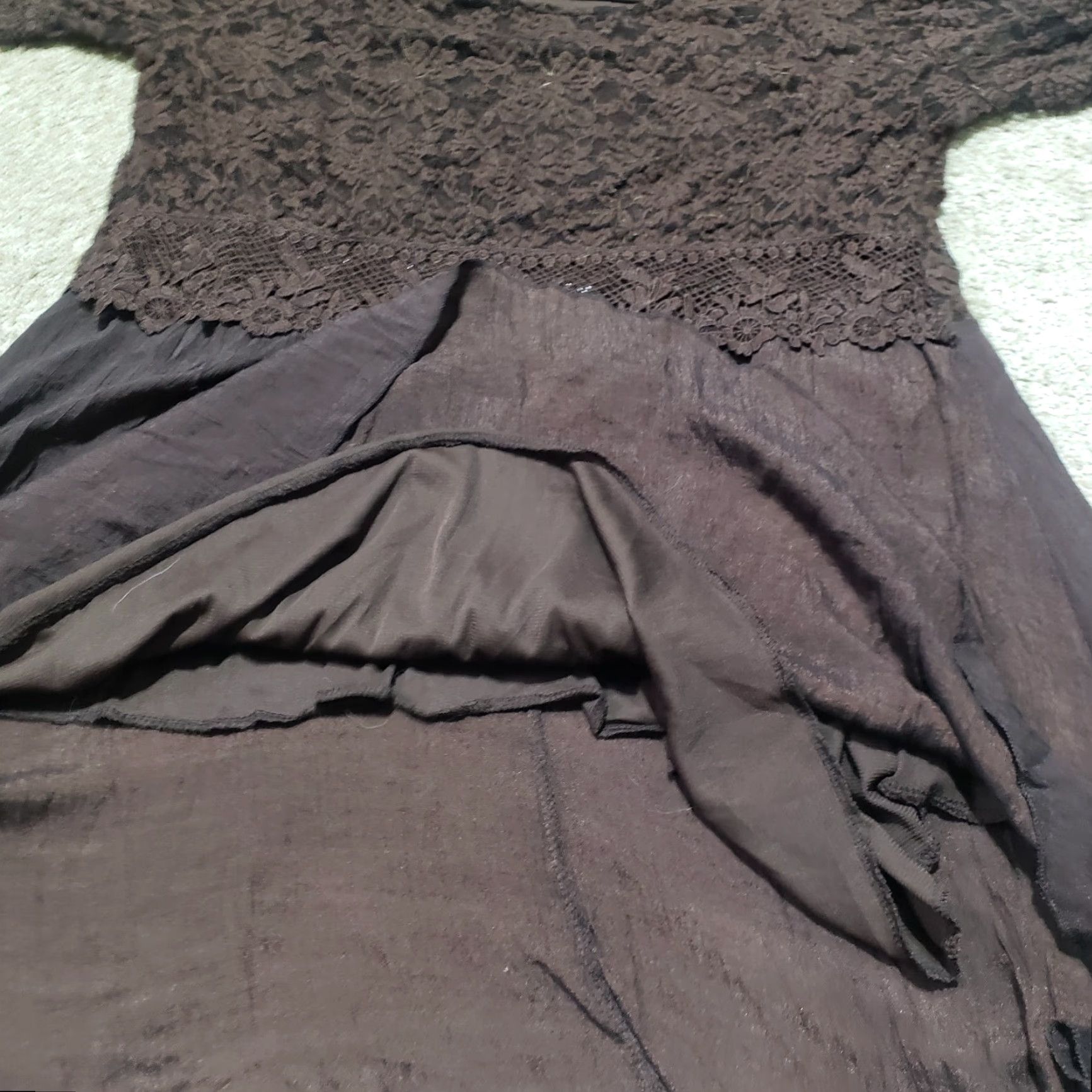 Vintage Indigo Shirt Bohemian Tunic Top Lace Half Sleeve Women L Brown Indigo Shirt Boho Lace Tunic Top Size L / US 10 / IT 46 - 7 Thumbnail