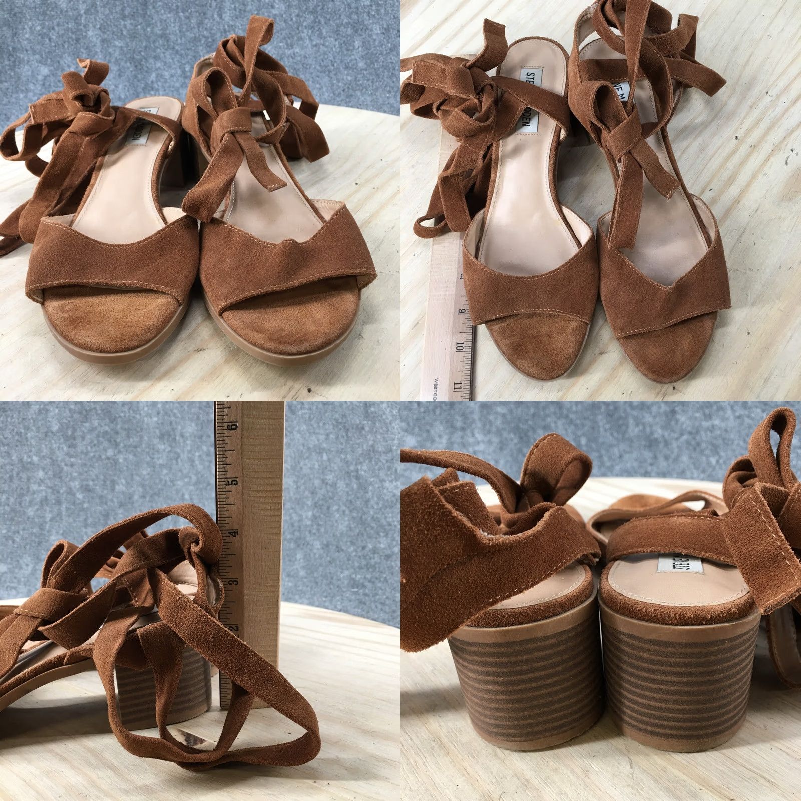 Steve Madden Steve Madden Sandals Womens 9 Kaley Lace Up Brown Suede Block Heels Open Toe Shoes Size US 9 / IT 39 - 8 Thumbnail