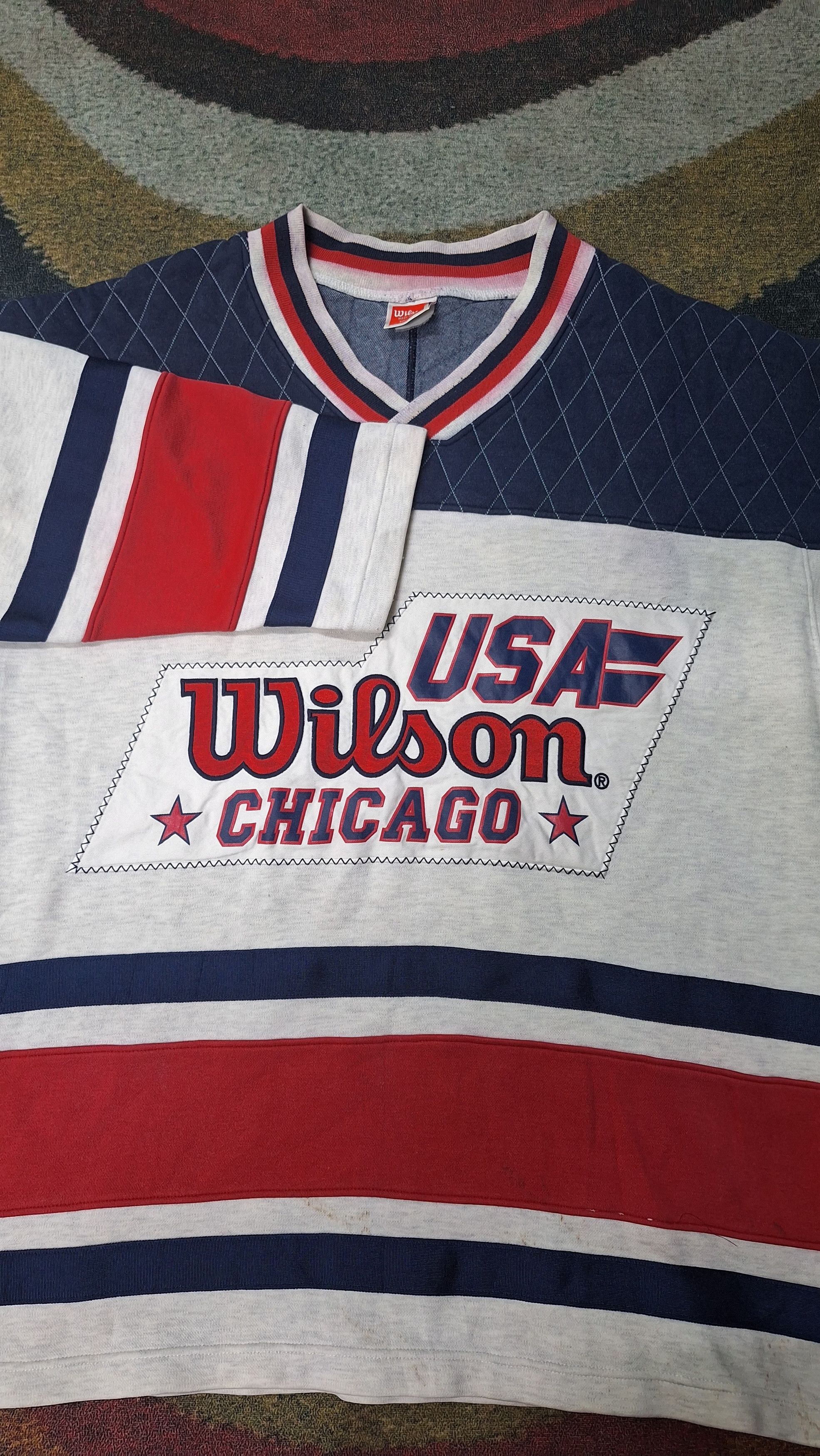 NHL × Wilson VINTAGE WILSON USA CHICAGO PULLOVER Size US L / EU 52-54 / 3 - 2 Thumbnail