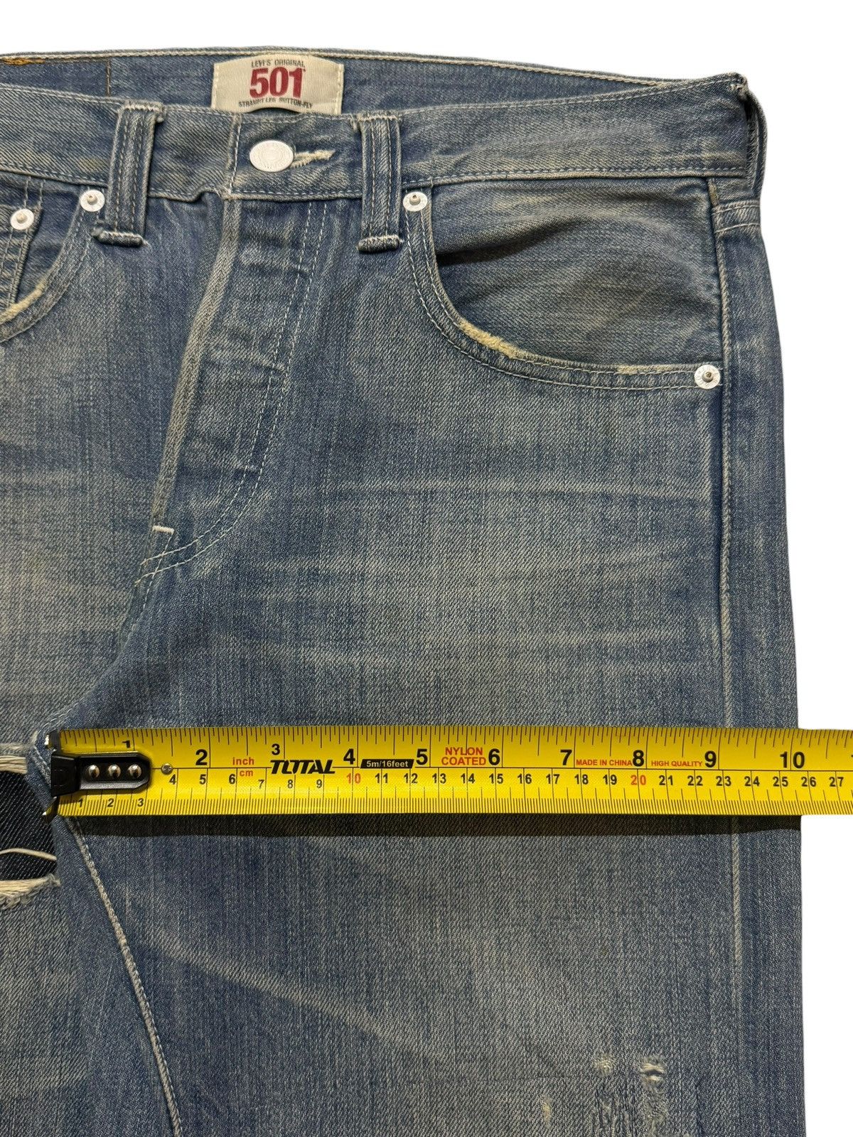 Levi's Vintage Levis 501 Blue Faded Distressed Patch Straight Leg Size US 29 - 12 Thumbnail