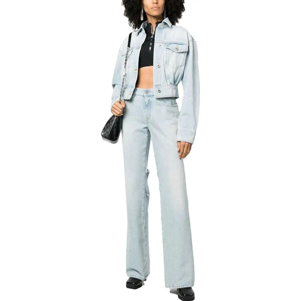 Off-White o1gr1nt0125 Bleach Baby Baggy Jacket in Light Blue Size S / US 4 / IT 40 - 2 Thumbnail