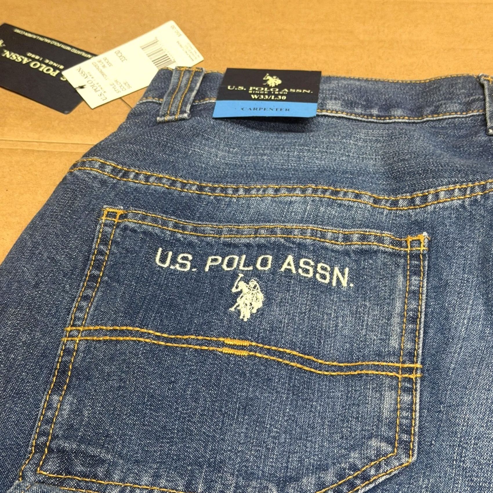 U.S. Polo Assn. U.S. Polo Assn. Carpenter Jeans Mens 33x30 Blue Wash Relaxed Straight Denim Size US XS / EU 42 / 0 - 5 Thumbnail