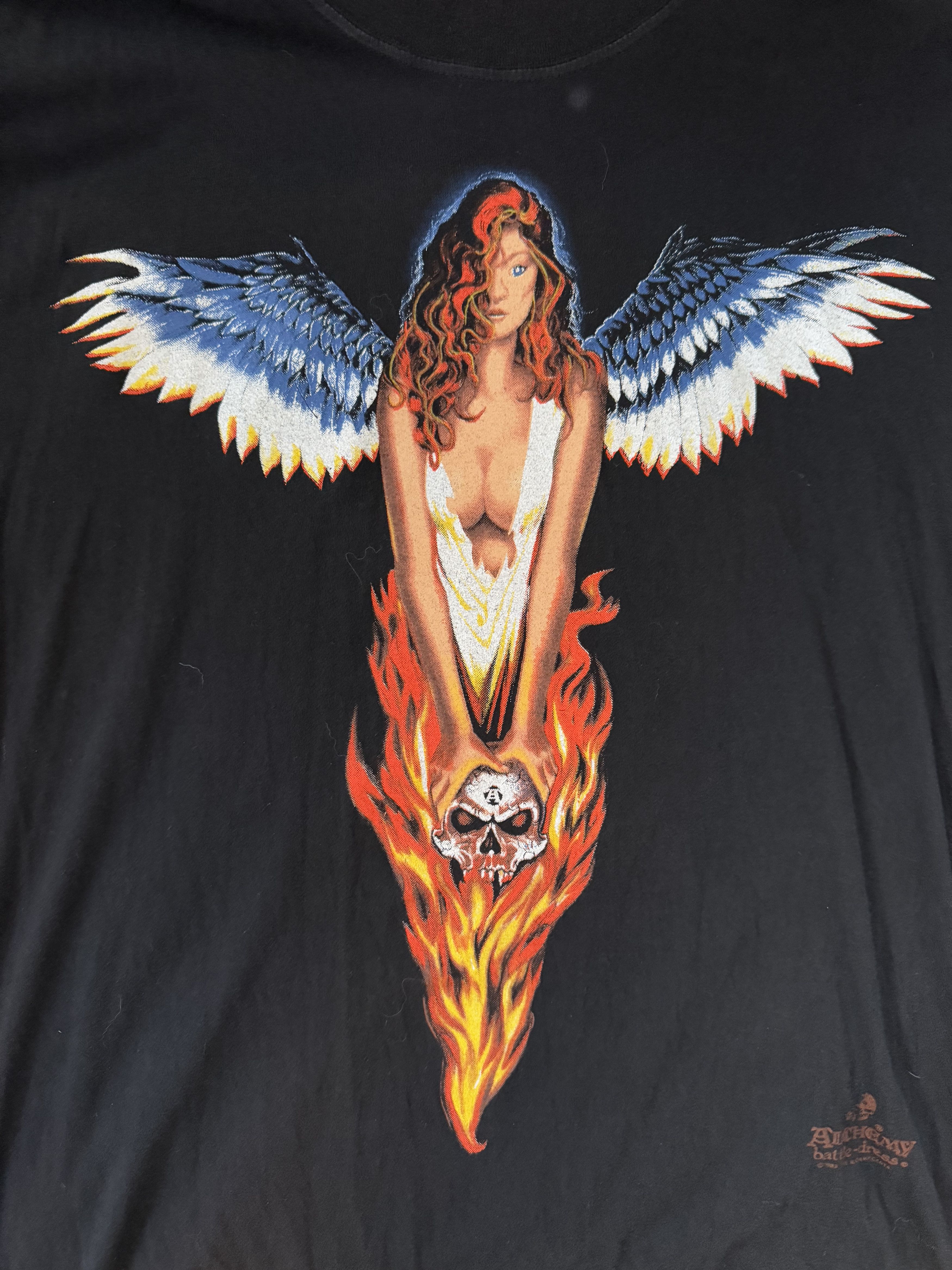 Vintage Vintage 1993 Carta Clothing Fallen Angel Pinup T-shirt Size US XL / EU 56 / 4 - 3 Thumbnail