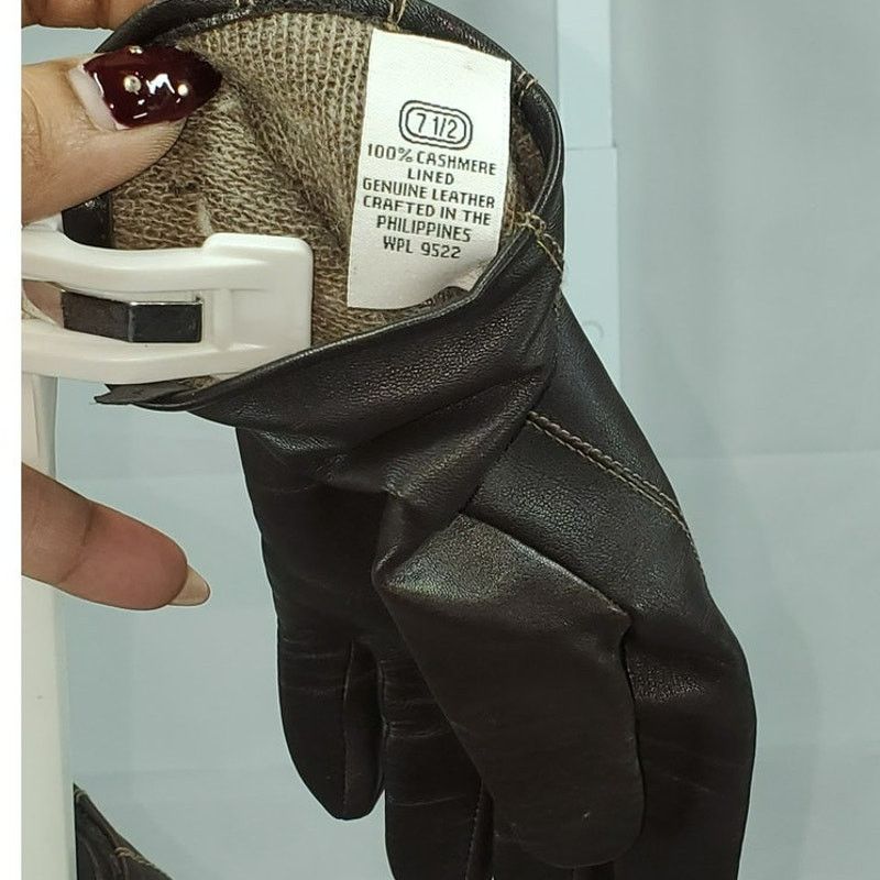 Vintage Vintage Brown Leather Gloves – 100% Cashmere Lined, Size 7.5 Size ONE SIZE - 6 Thumbnail