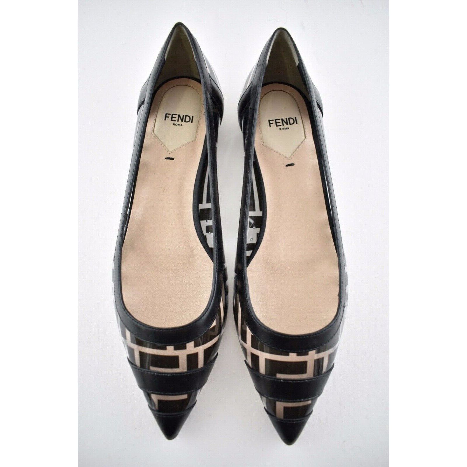Fendi Fendi Black PVC Colibri Clear Leather Pointed Ballerina Size US 6 / IT 36 - 6 Thumbnail