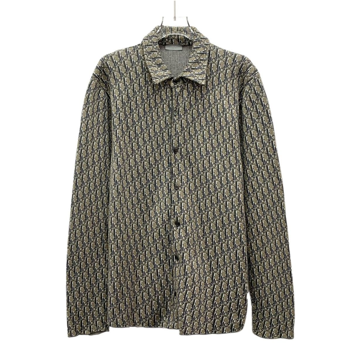 Dior Dior Gray-Brown All-over Logo Long Sleeve Shirt K26WX Size US S / EU 44-46 / 1 - 1 Thumbnail