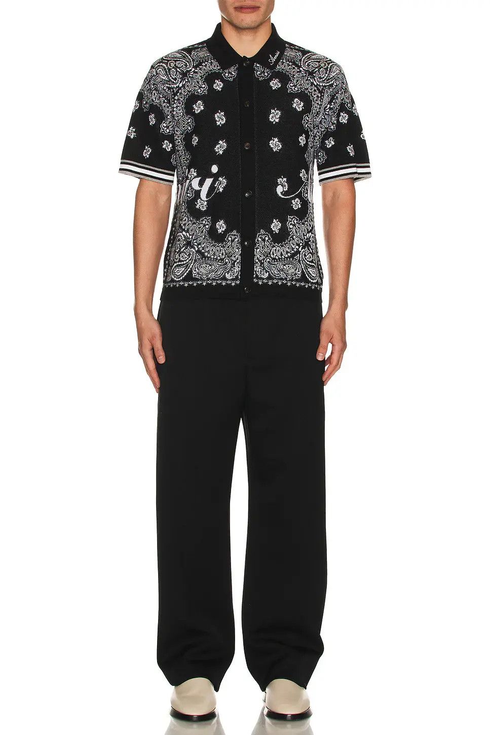 Amiri oc11z0325 Bandana Polo Shirt in Black/White Size US XXL / EU 58 / 5 - 4 Thumbnail