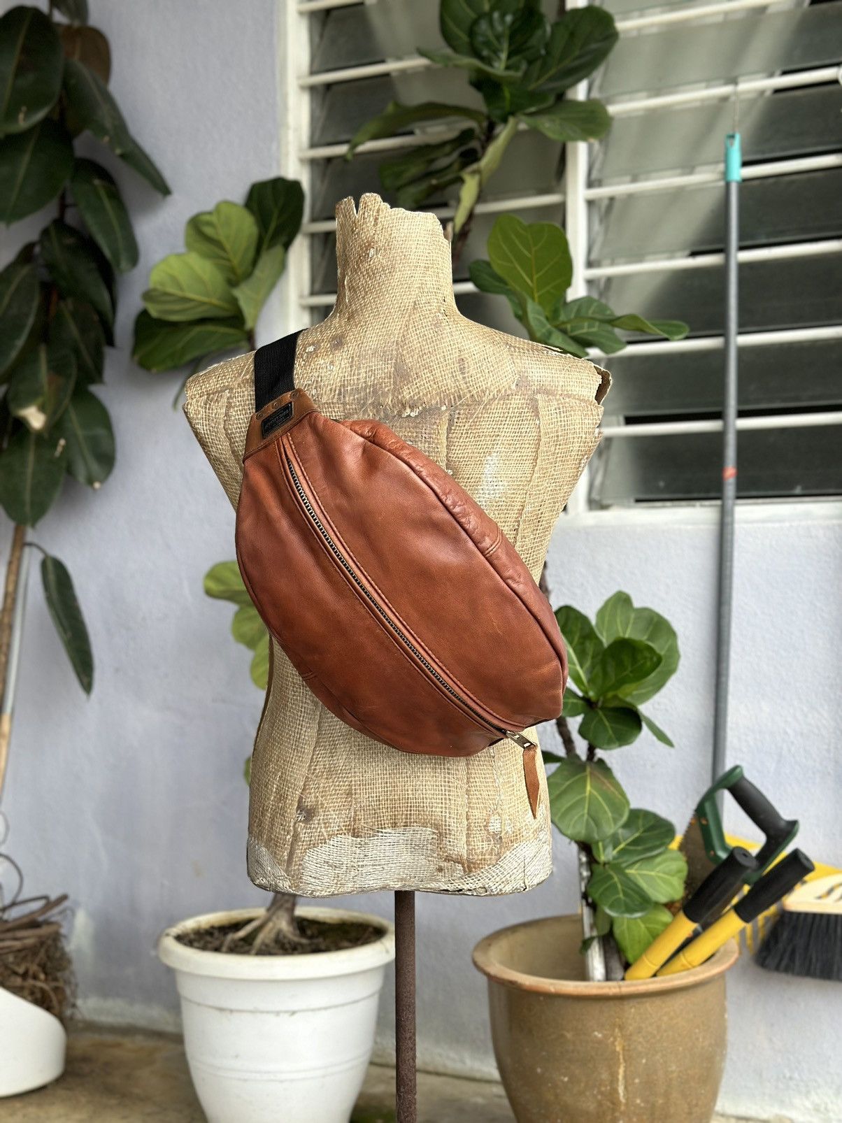 Leather Crossbody Bag in Brown, Men's