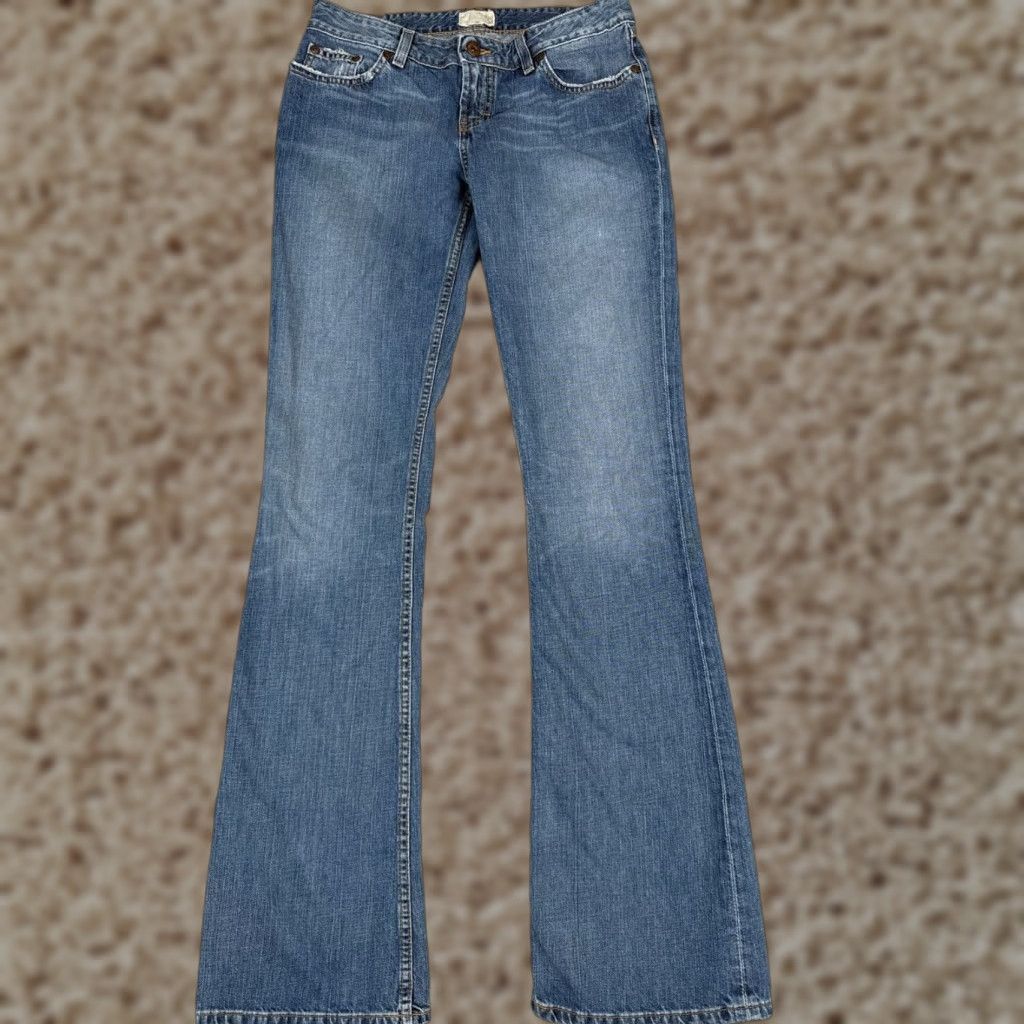 VINTAGE Buckle Women's Flared Jeans 30 Blue Denim Distressed 36in