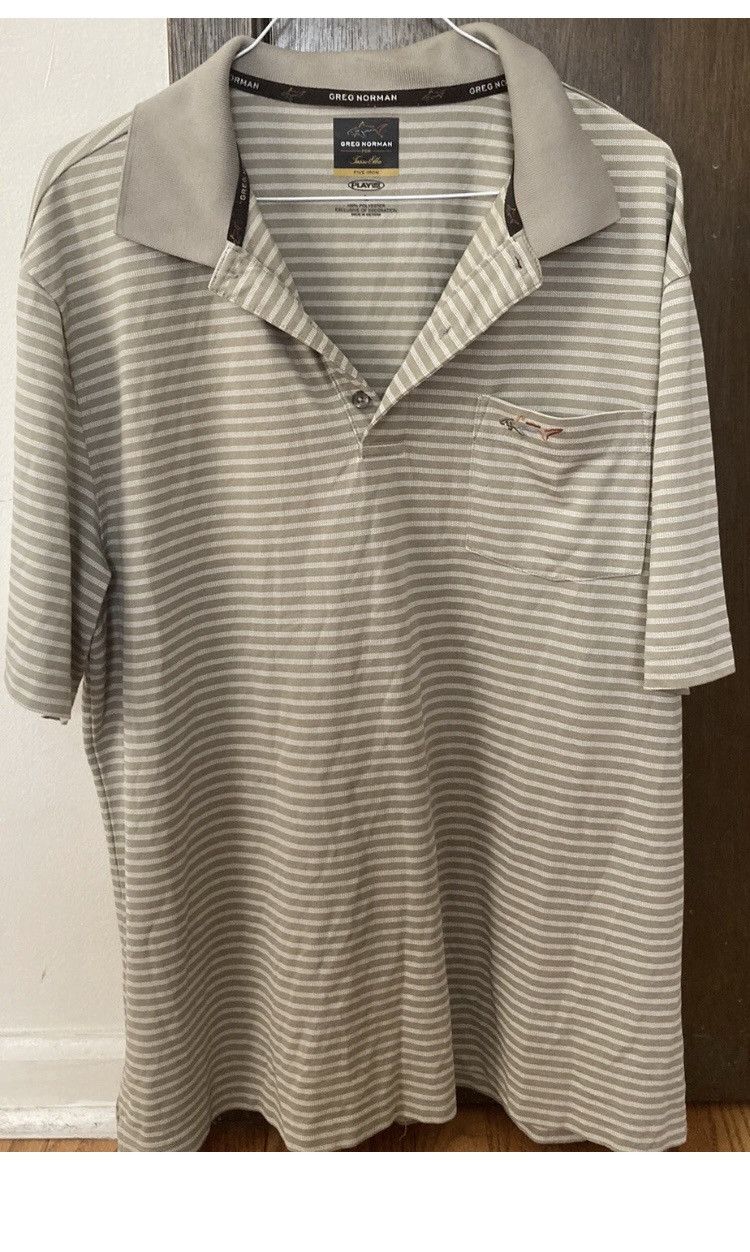 Greg Norman Vintage Greg Norman White Beige Shark Logo Golf Polo L Size US L / EU 52-54 / 3 - 1 Thumbnail