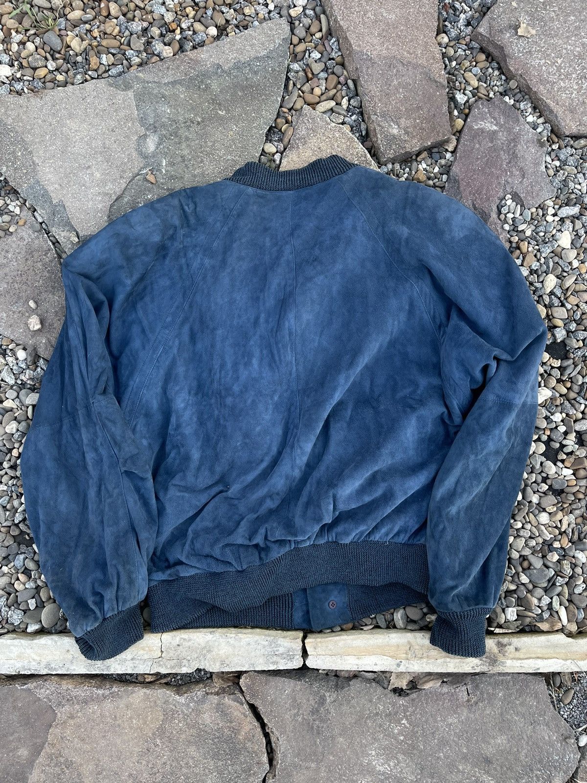 Hugo Boss × Vintage 90’s Boss Luxury navy suede bomber jacket vintage leather Size US L / EU 52-54 / 3 - 16 Thumbnail