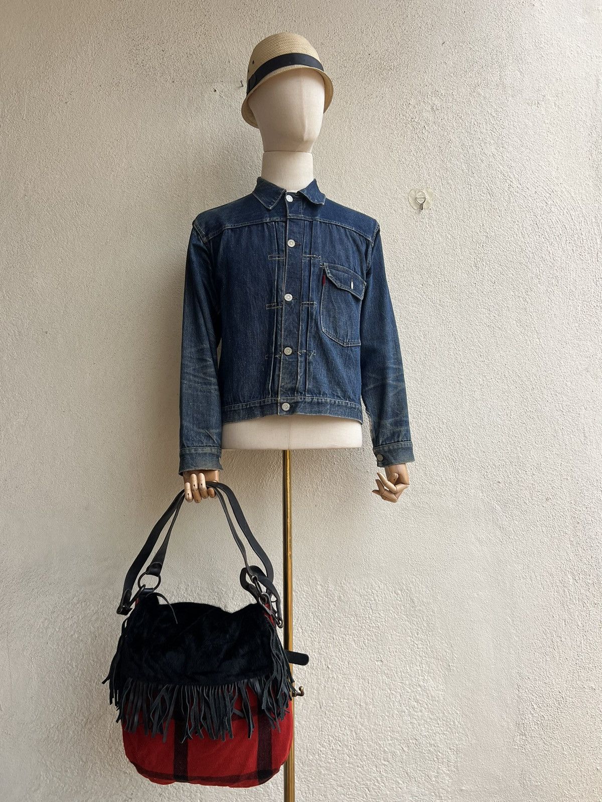 Leather Vintage Ralph Lauren Checks Wool Fringe Leather 2 Way Bag Size ONE SIZE - 3 Thumbnail