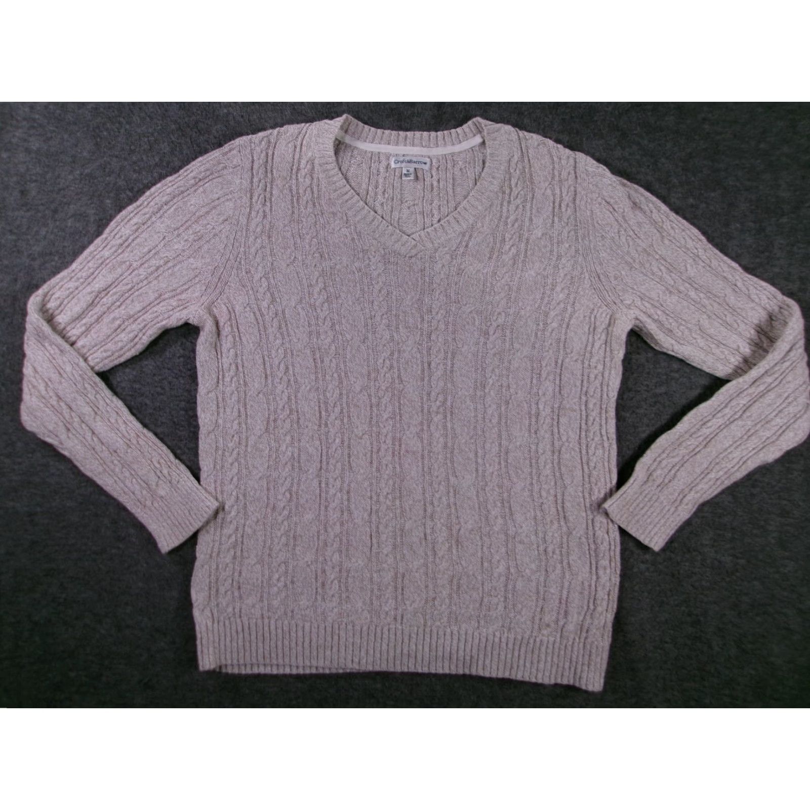 Croft & Barrow Croft Barrow Cable Knit Sweater Womens M V-Neck Beige Classic Casual Cozy Pullover Raglan Sleeve Long Sleeve Cotton Size M / US 6-8 / IT 42-44 - 2 Thumbnail