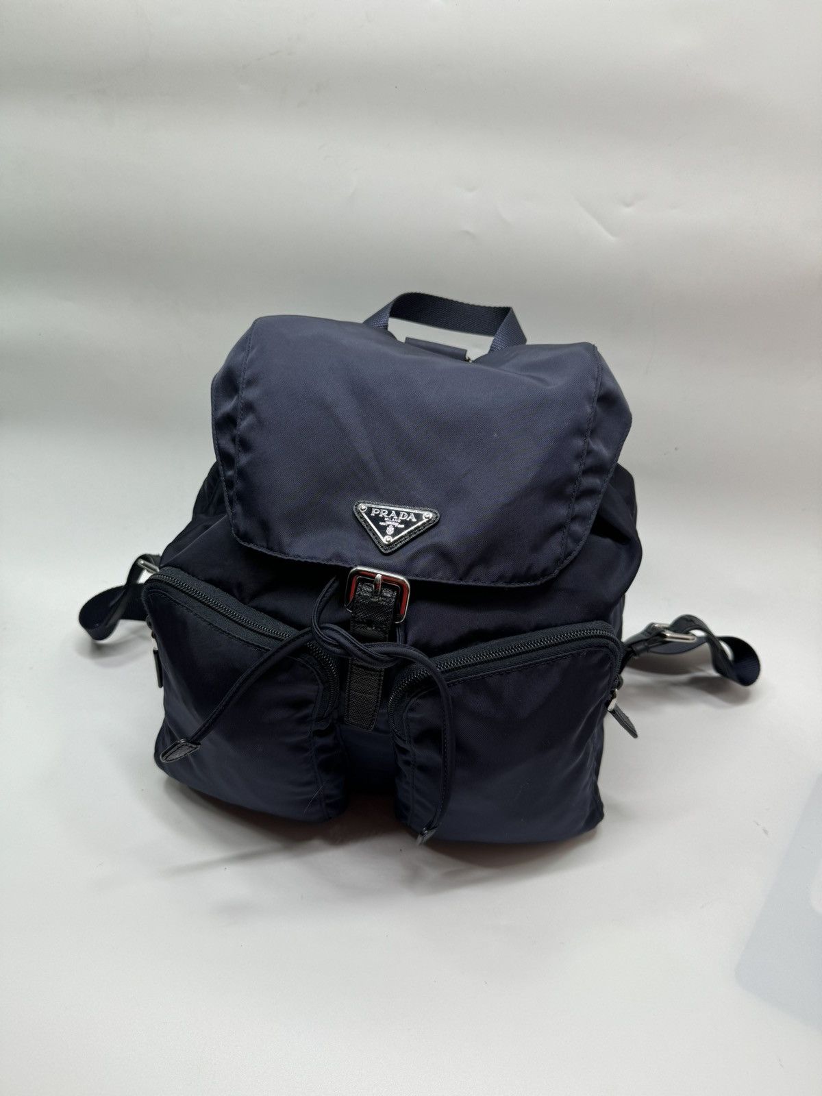 Prada Prada Zainetto Navy Tessuto Nylon Leather Backpack Rucksack Size ONE SIZE - 2 Thumbnail