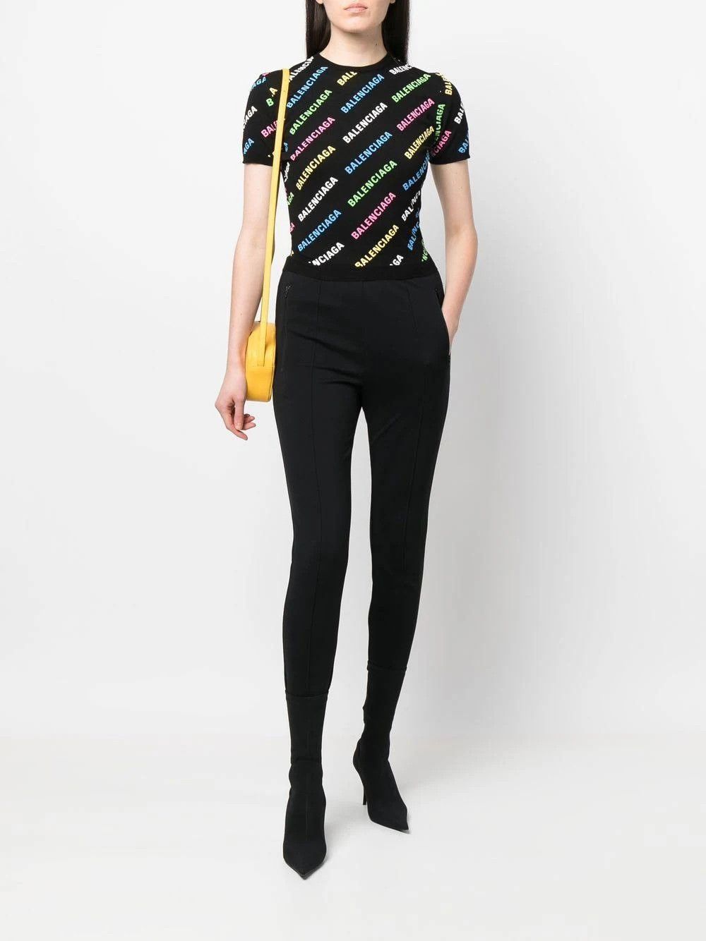 Balenciaga o1s1wg111124 Logo-Print Cropped Jumper Fit in Black Size M / US 6-8 / IT 42-44 - 2 Thumbnail