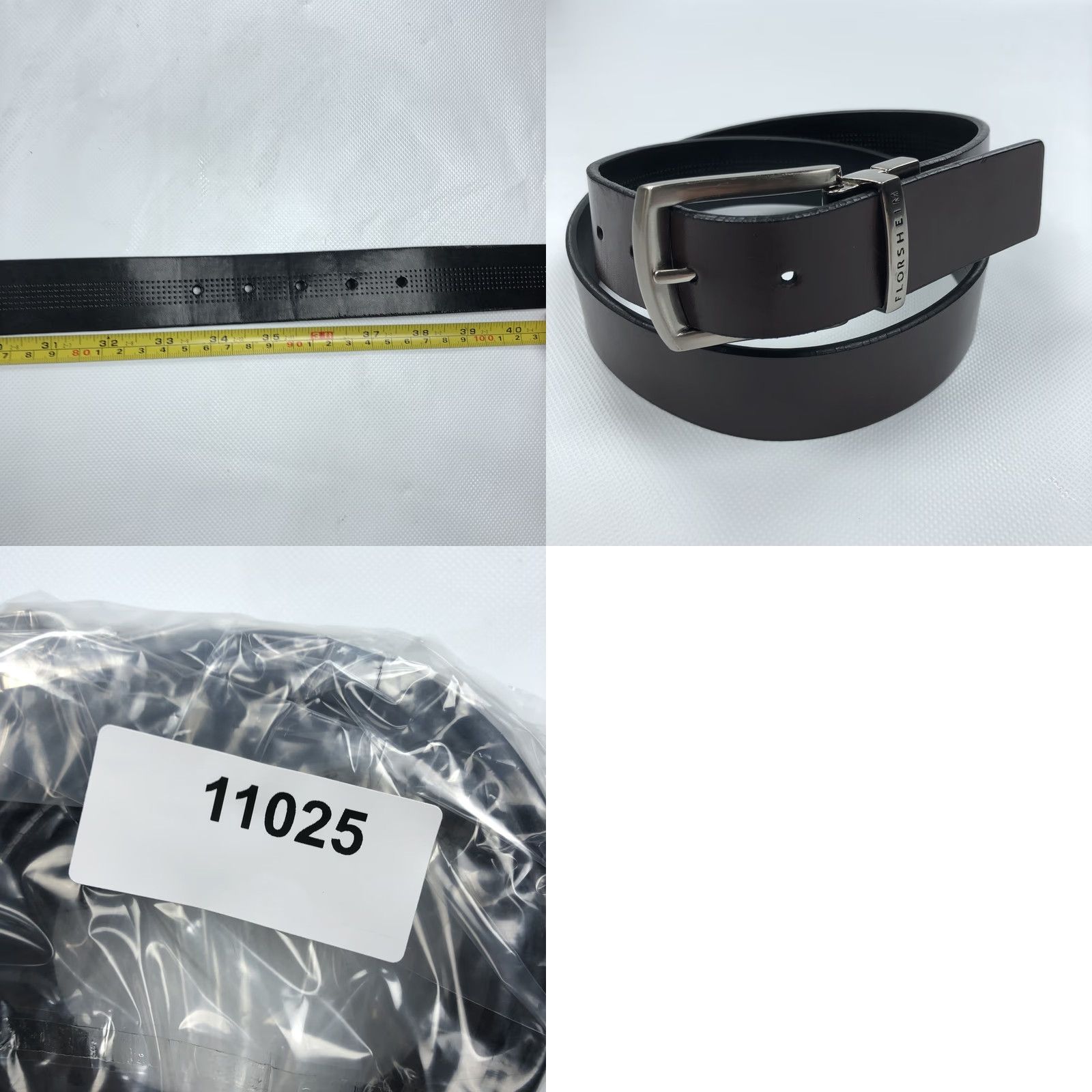 Florsheim Florsheim Belt Reversible Leather Black Brown Silver Buckle Belt Men 32 Perforated Engraved Logo Dress Casual Size 32 - 8 Thumbnail