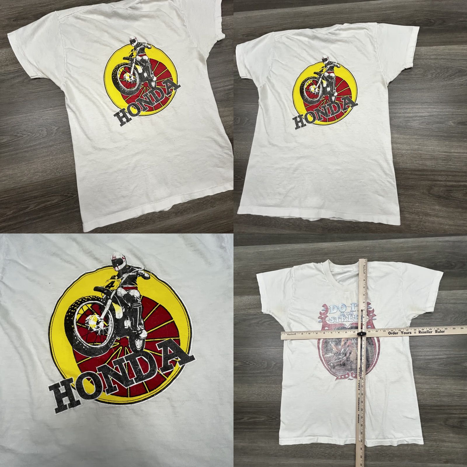 Honda VINTAGE Honda Shirt Mens S White 70s Graphic Do It In The Street Chopper Motocross Back HONDA Logos Biker Size US S / EU 44-46 / 1 - 8 Thumbnail