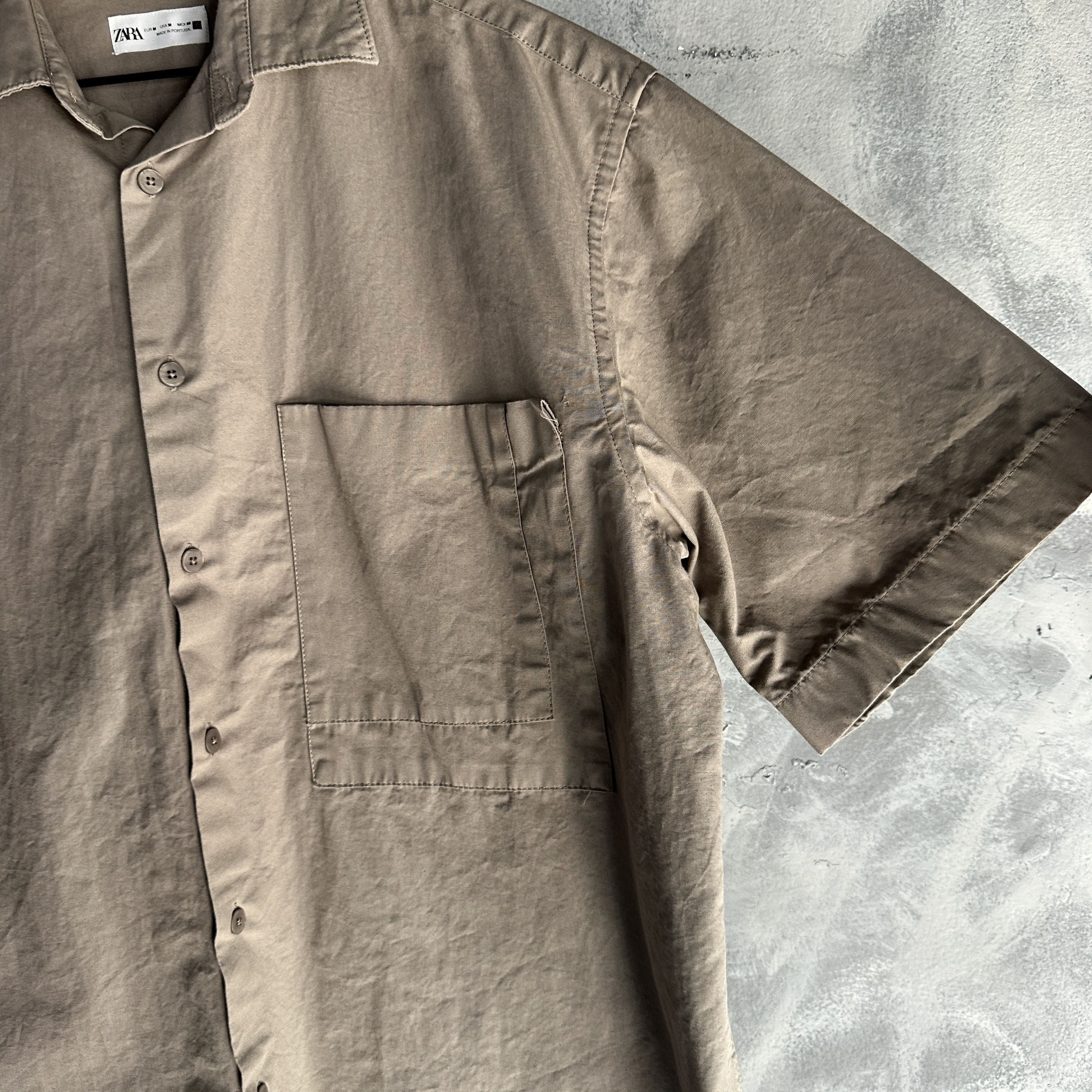 Zara Zara Button Up Shirt Medium Beige Cream Boxy Fit Big Pocket Size US M / EU 48-50 / 2 - 4 Thumbnail