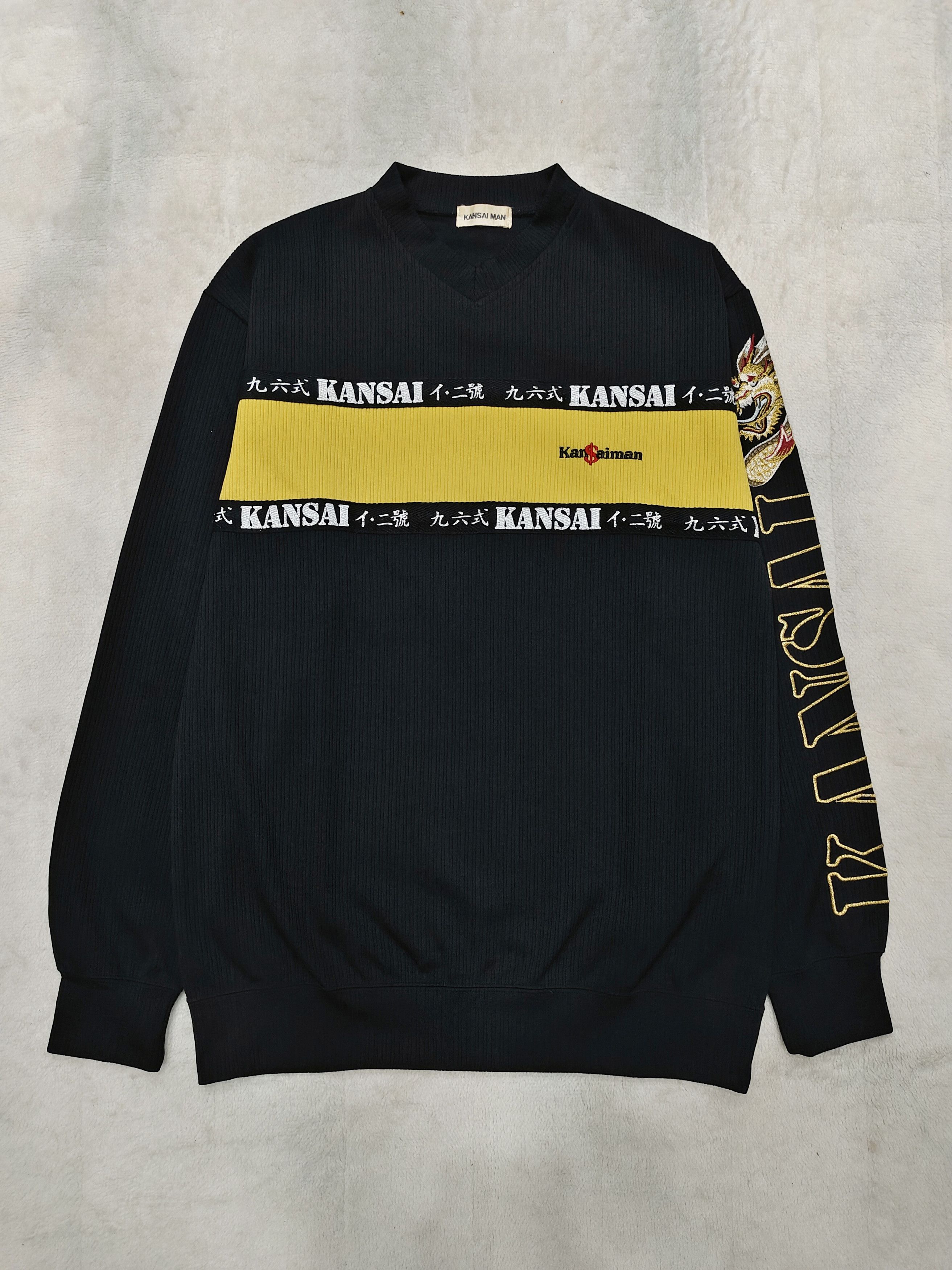 Kansai Yamamoto 90s Kansai Man Archive- Dragon Embroidery Ribbed Long Sleeve Size US M / EU 48-50 / 2 - 3 Thumbnail