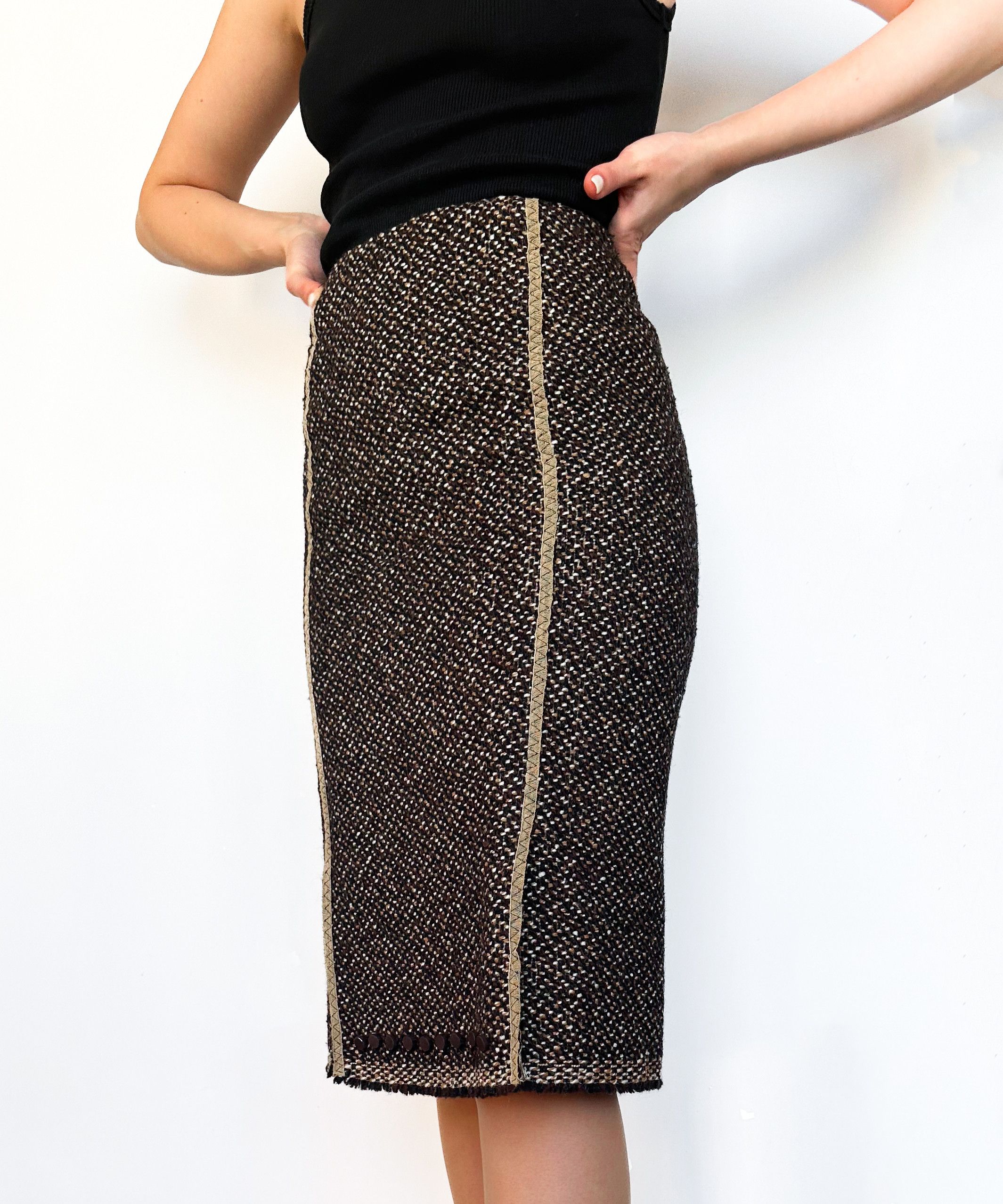 Prada PRADA Skirt Slits Wool Knit Brown F/W 2000 Size 40 Size 27" / US 4 / IT 40 - 5 Thumbnail