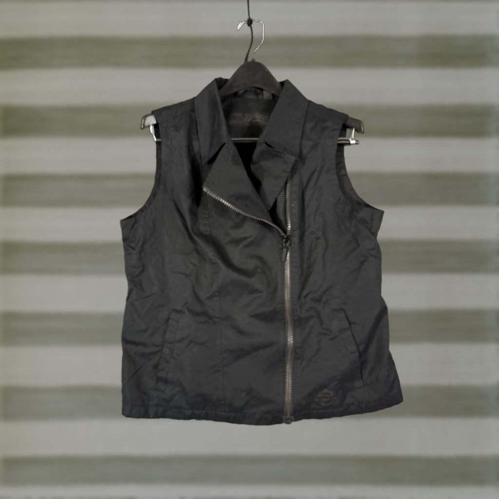 Harley Davidson VINTAGE Harley-Davidson Motorcycle Vest Womens L Black Side Full Zip Lined American Size L / US 10 / IT 46 - 1 Thumbnail