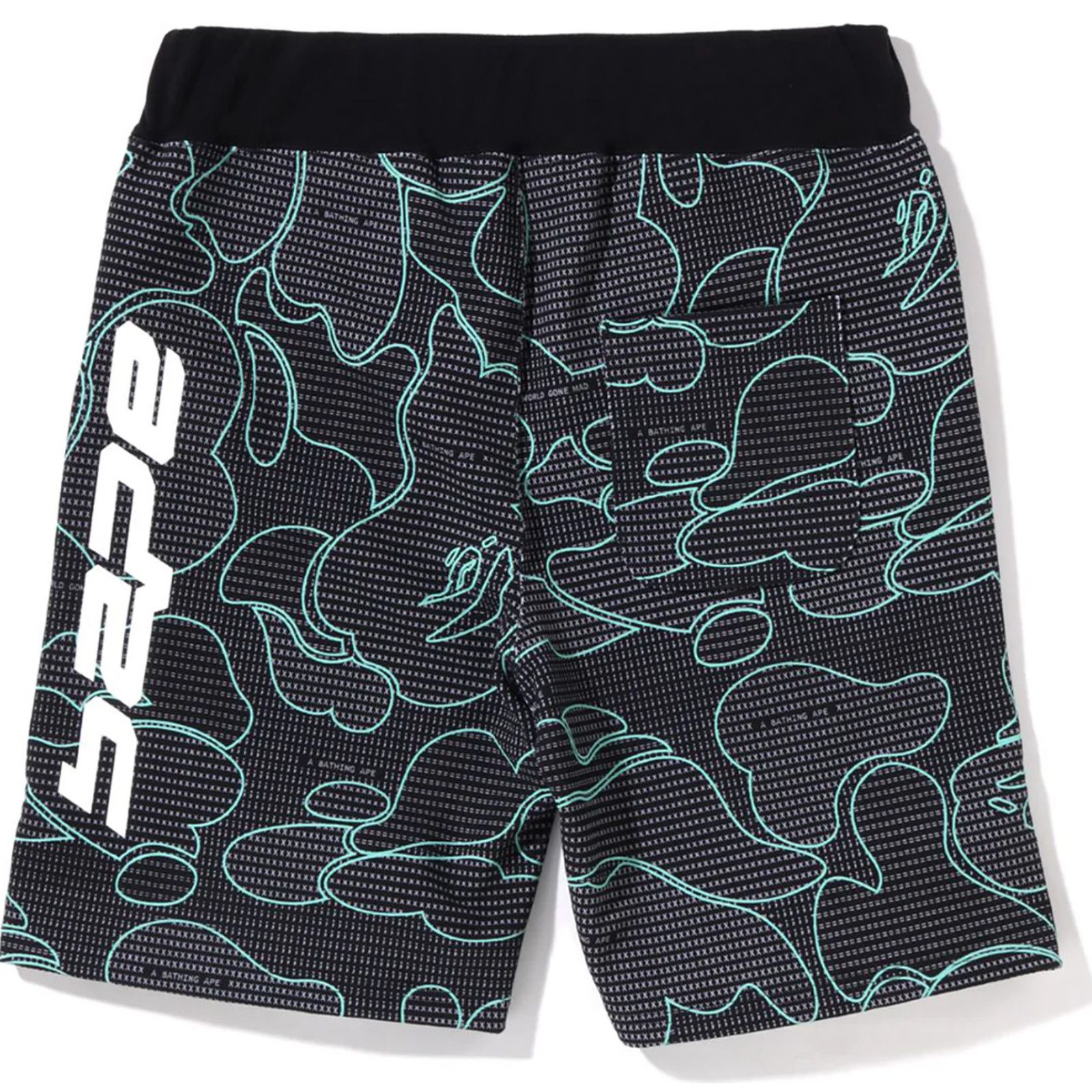 Bape Bape Text Code Camo Black Sweat Shorts Size Large Size US 33 - 2 Thumbnail