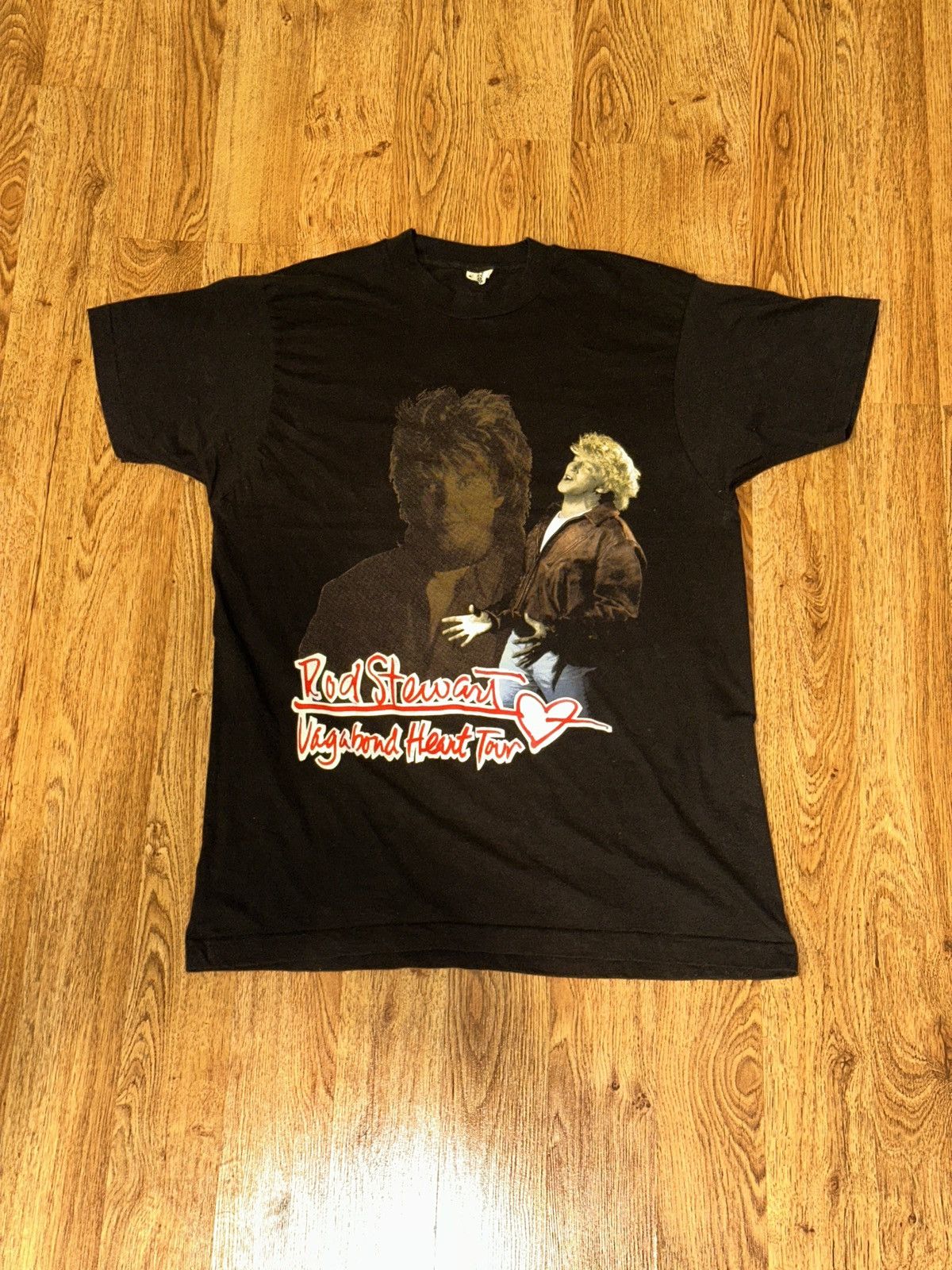 Rap Tees Single Stitch Vtg 1991 ROD STEWART Vagabond Heart Tour Tee Size US XL / EU 56 / 4 - 8 Thumbnail