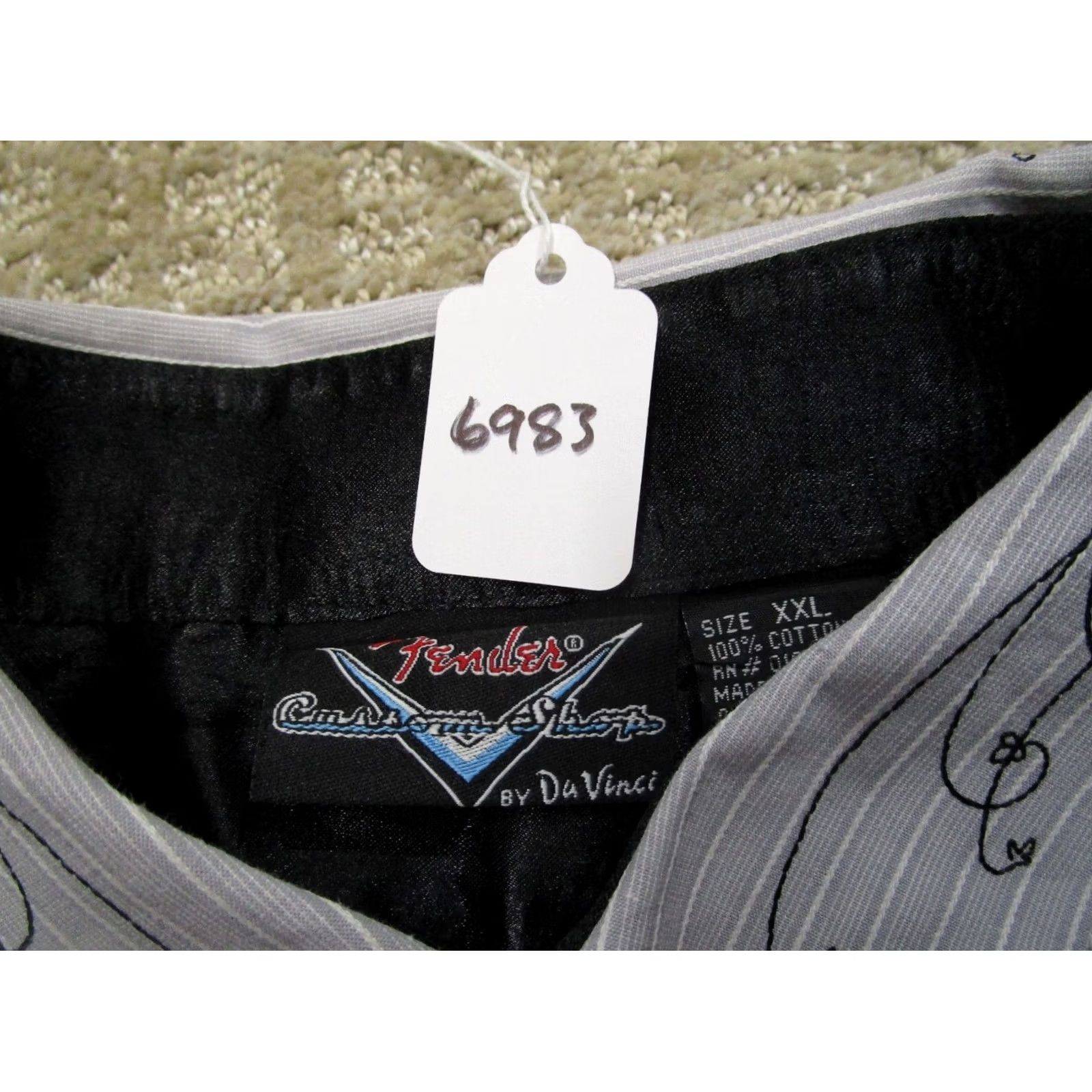 Fender Fender Shirt Men 2XL Gray Striped Long Sleeve Embroidered Rock & Roll Snap Button-Up Casual Shirt Size US XXL / EU 58 / 5 - 8 Thumbnail