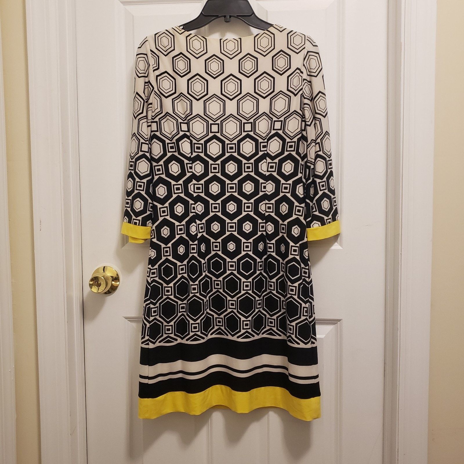 & Other Stories Sandra Darren Black White Yellow Hexagon Shift Dress Size 8 Size M / US 6-8 / IT 42-44 - 3 Thumbnail