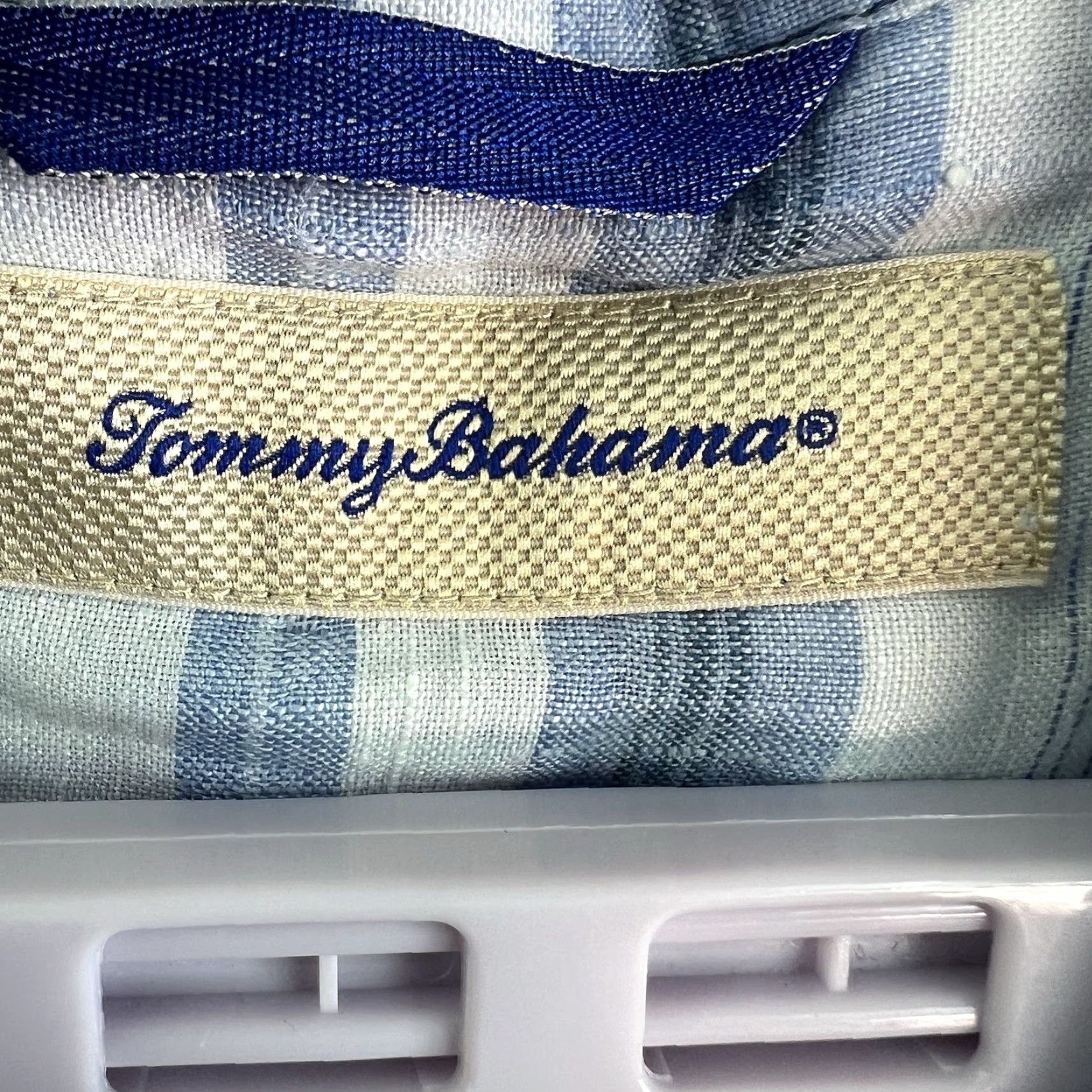 Tommy Bahama Tommy Bahama Shirt Adult M Blue Linen Plaid Button-Up Short Sleeve Beach Classic Mens Size US M / EU 48-50 / 2 - 5 Thumbnail