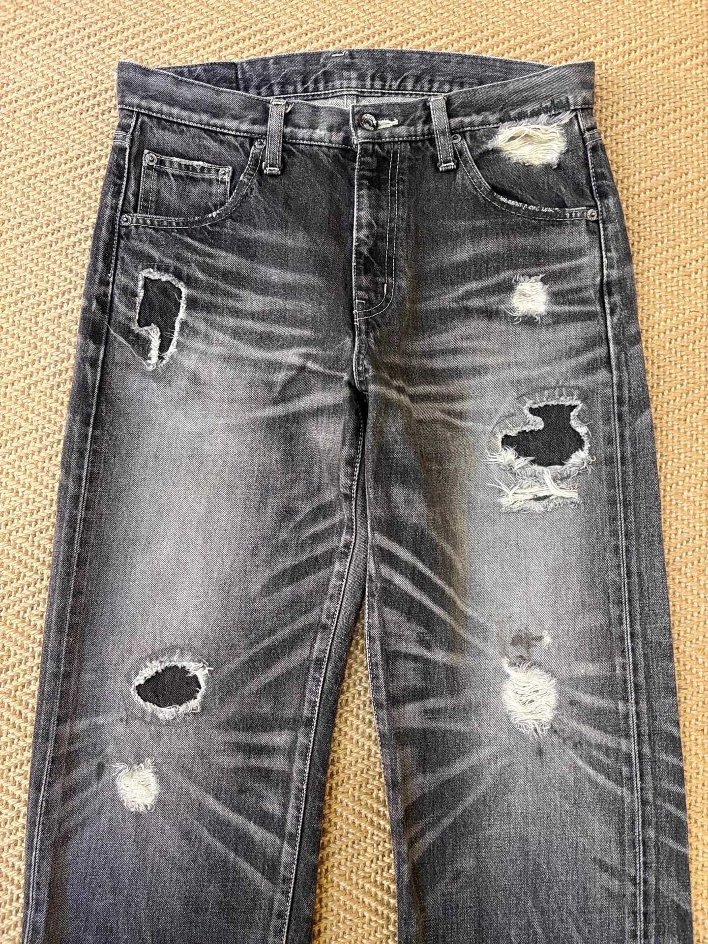 Neighborhood NBHD 06EX KNEEL Slashed Patched Oil-Washed Jeans S Size US 29 - 3 Thumbnail