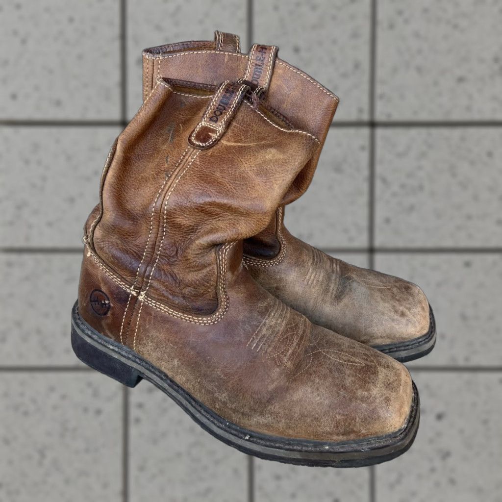 Doublet VINTAGE Double-H Boots Mens Western Leather Pull On 8 Brown Leather EH Rated Composite Toe 1 5/8 Inch Heel DH5123 ASTM Size US 8 / EU 41 - 1 Thumbnail
