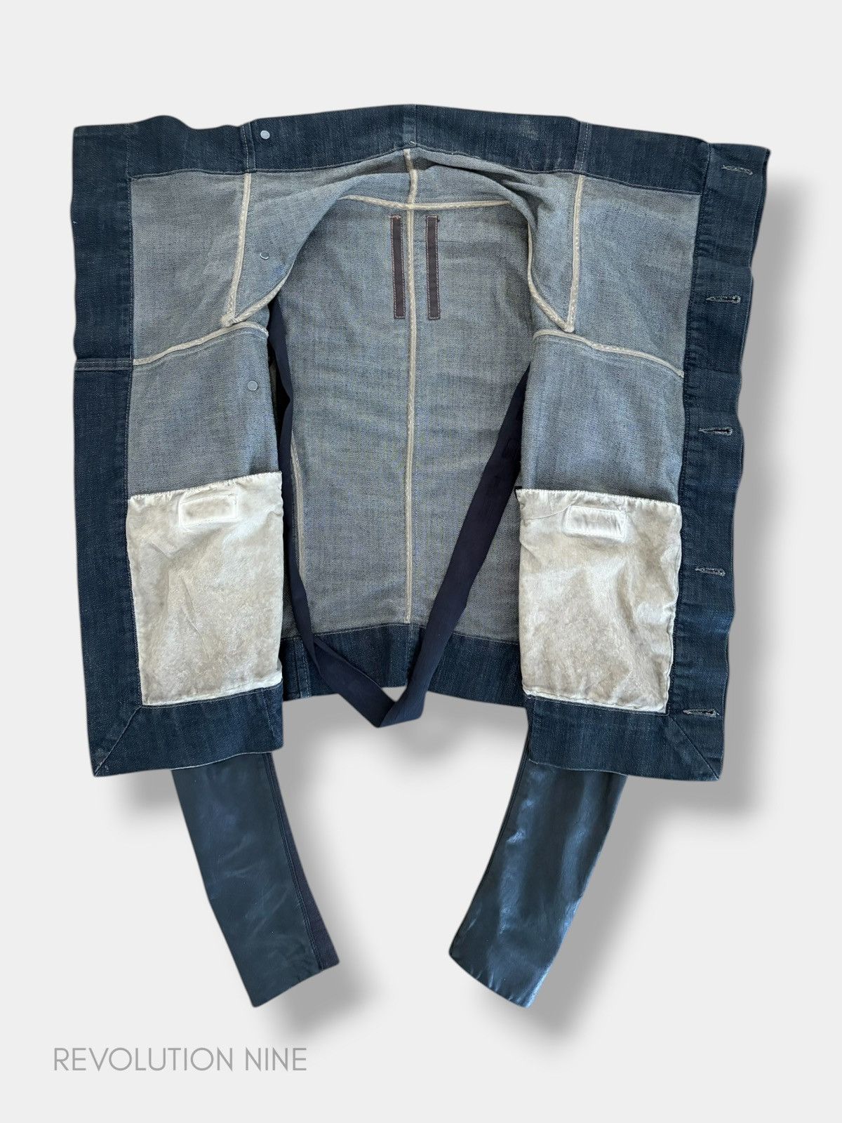 Rick Owens Rick Owens SS10 dust leather sleeves denim jacket Size US XS / EU 42 / 0 - 3 Thumbnail