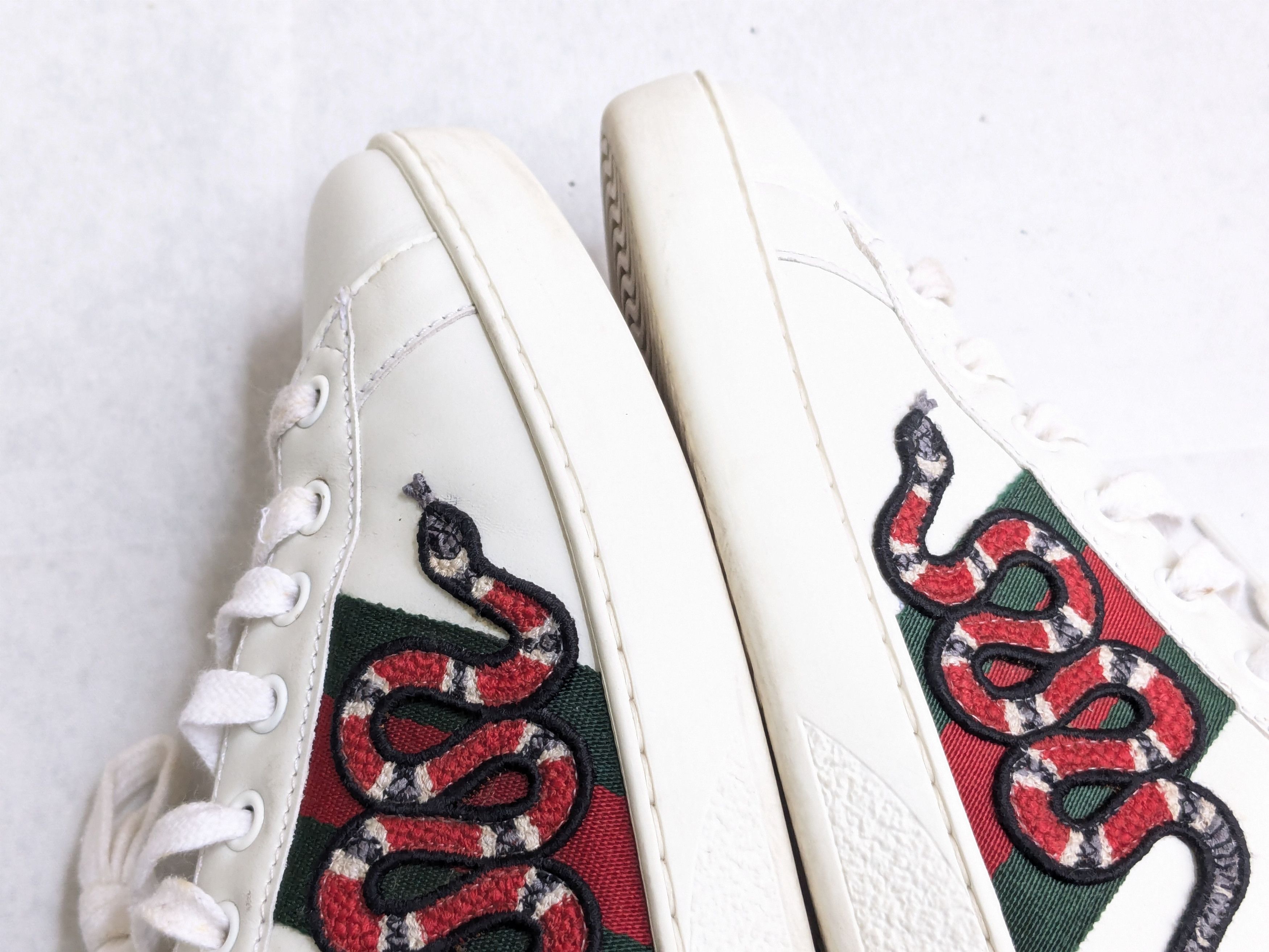 Gucci Gucci Ace Sneakers Snake White 10.5 Low Tops Leather Size US 10.5 / EU 43-44 - 6 Thumbnail