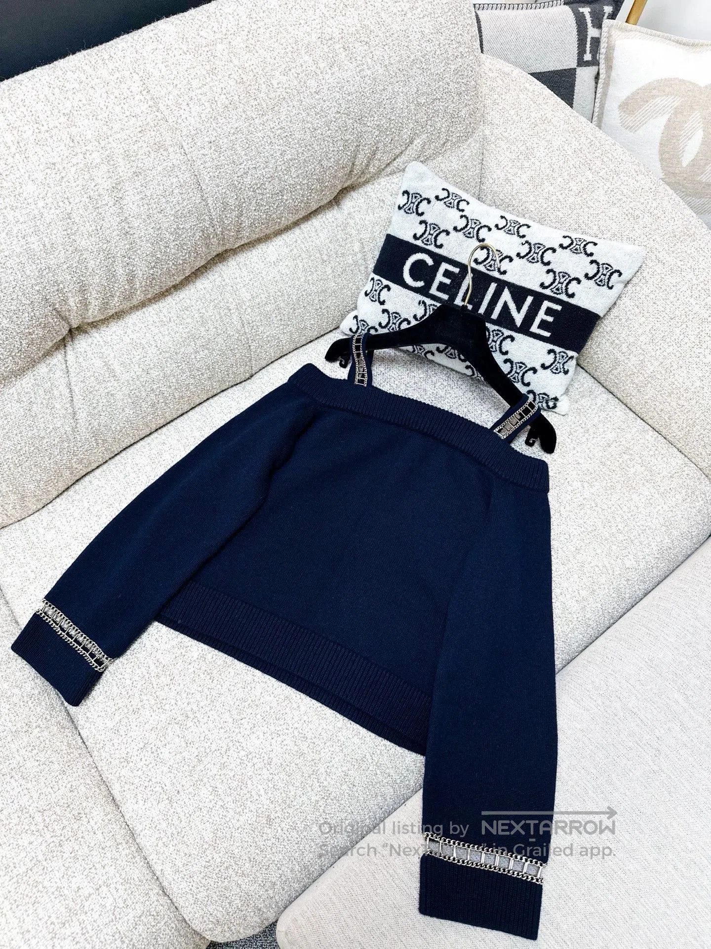 Chanel Chanel 20C Blue Knit Cold-Shoulder Top. Size US M / EU 48-50 / 2 - 3 Thumbnail