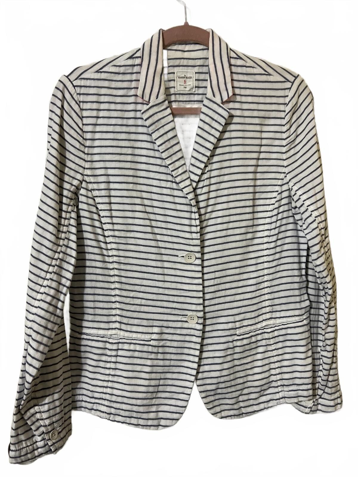 Gap Gap Academy Blazer 6 White Navy Striped Cotton Casual Size M / US 6-8 / IT 42-44 - 2 Thumbnail