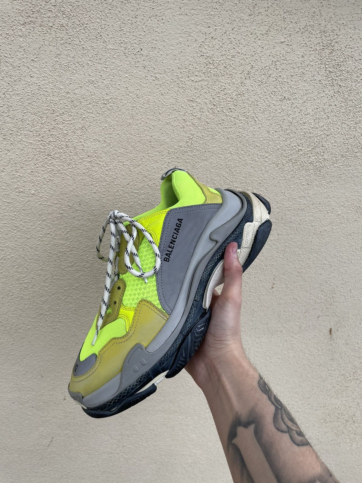 Pre-owned Balenciaga Triple S Neon Green Shoes