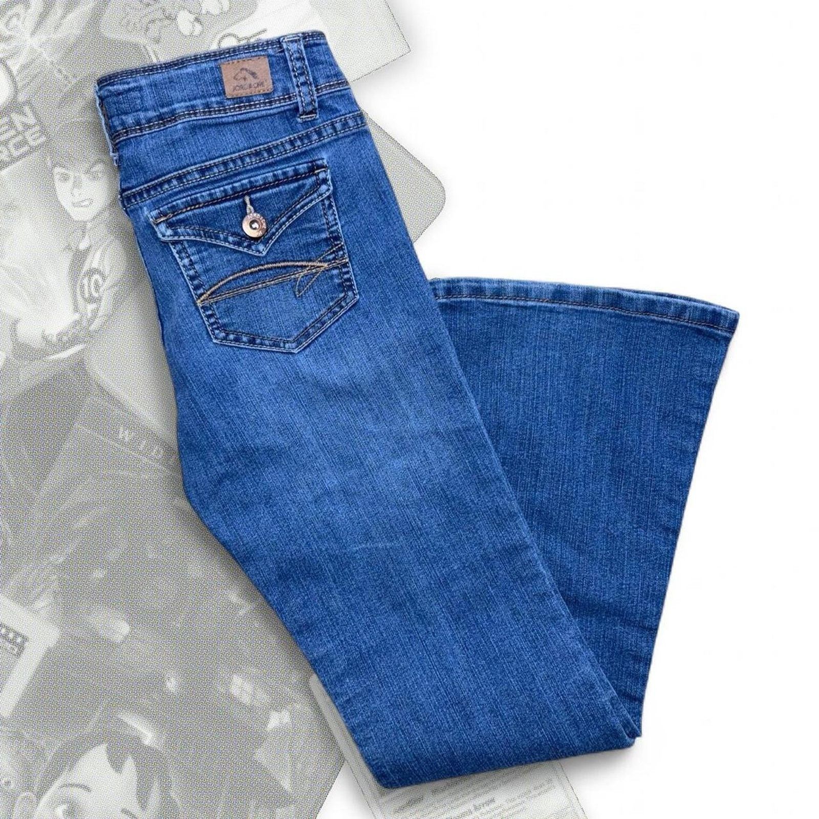 Jordache Y2K Blue Denim Western Jordache Flaired Jeans Size 34" / US 12 / IT 48 - 7 Thumbnail