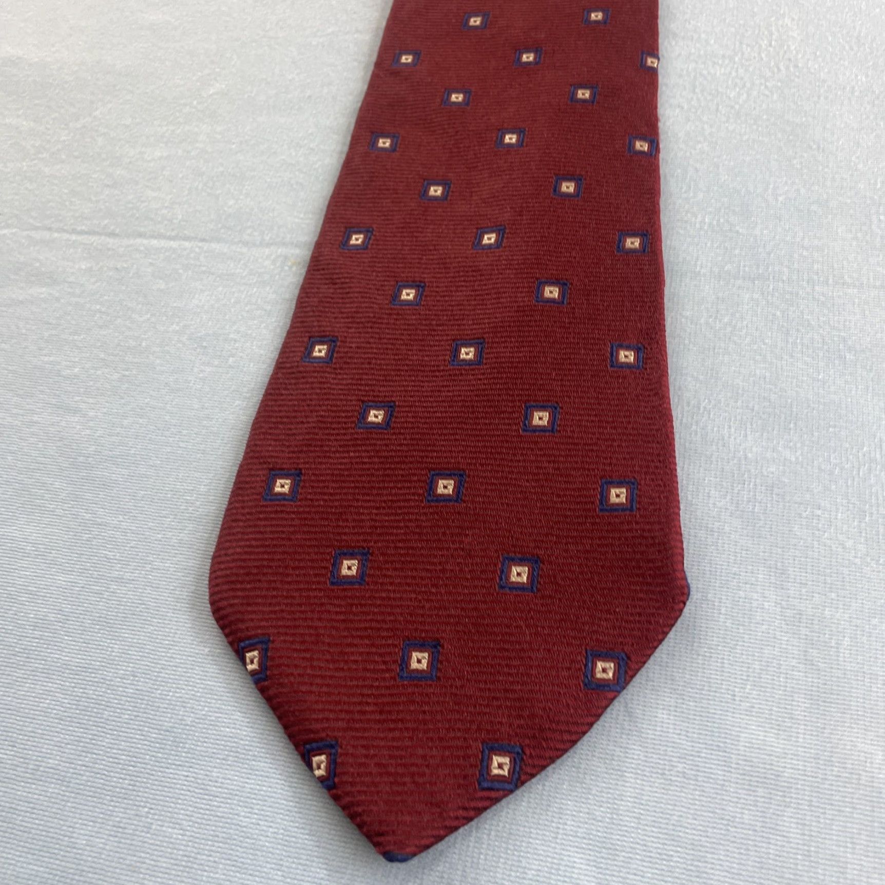 Vintage VINTAGE Don Loper Beverly Hills Neck Tie 60s 70s Red Western Minimal Mob USA Navy Golden Tan Silk Polyester Unisex Adult Size ONE SIZE - 3 Thumbnail