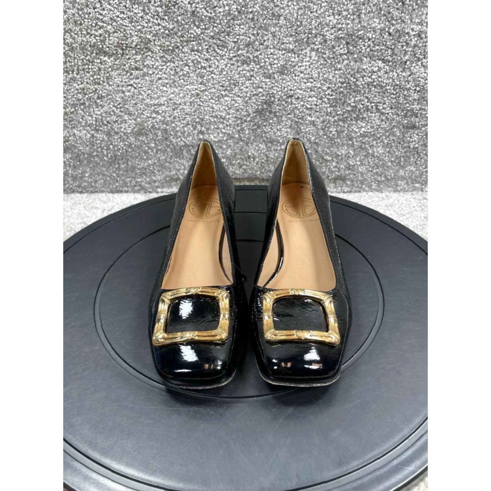 Lilly Pulitzer VINTAGE Lilly Pulitzer Heels Women Size 6 M Pump Black Patent Leather Square Toe Slip On Size US 6 / IT 36 - 4 Thumbnail