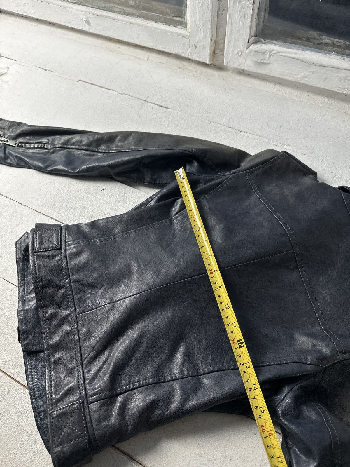 Other 🚨Y2K RICK OWENS TYPE DIRTY SLIM FIT ZIP LEATHER JACKET Size S / US 4 / IT 40 - 17 Thumbnail