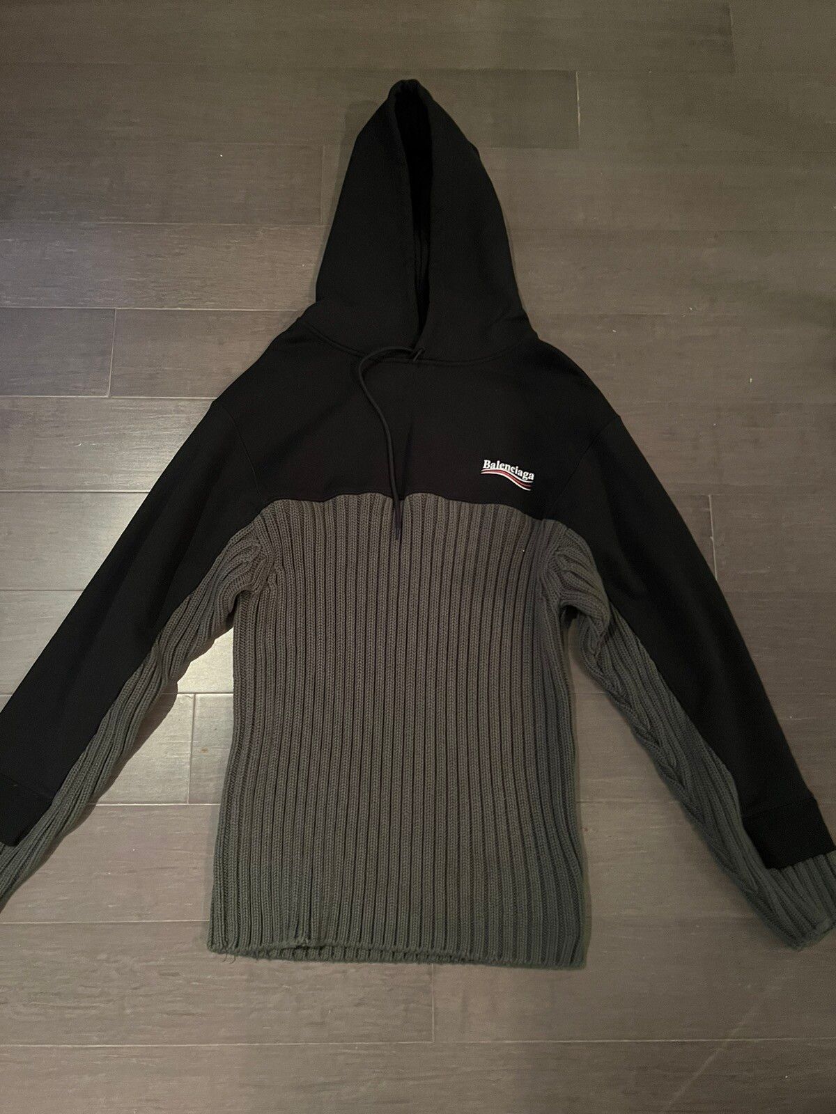 Pre-owned Balenciaga Long Sleeve Turtleneck Knit Fleece Hoodie In Grey