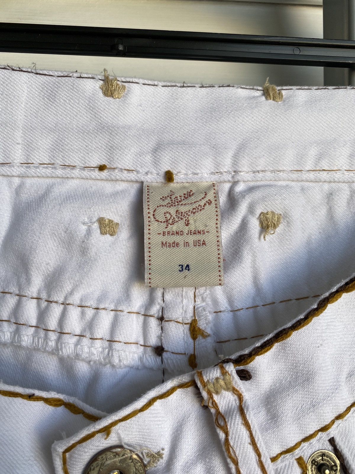 True Religion × Vintage True Religion White Jeans Big Stitch Denim USA Logan Super Size US 34 / EU 50 - 19 Thumbnail