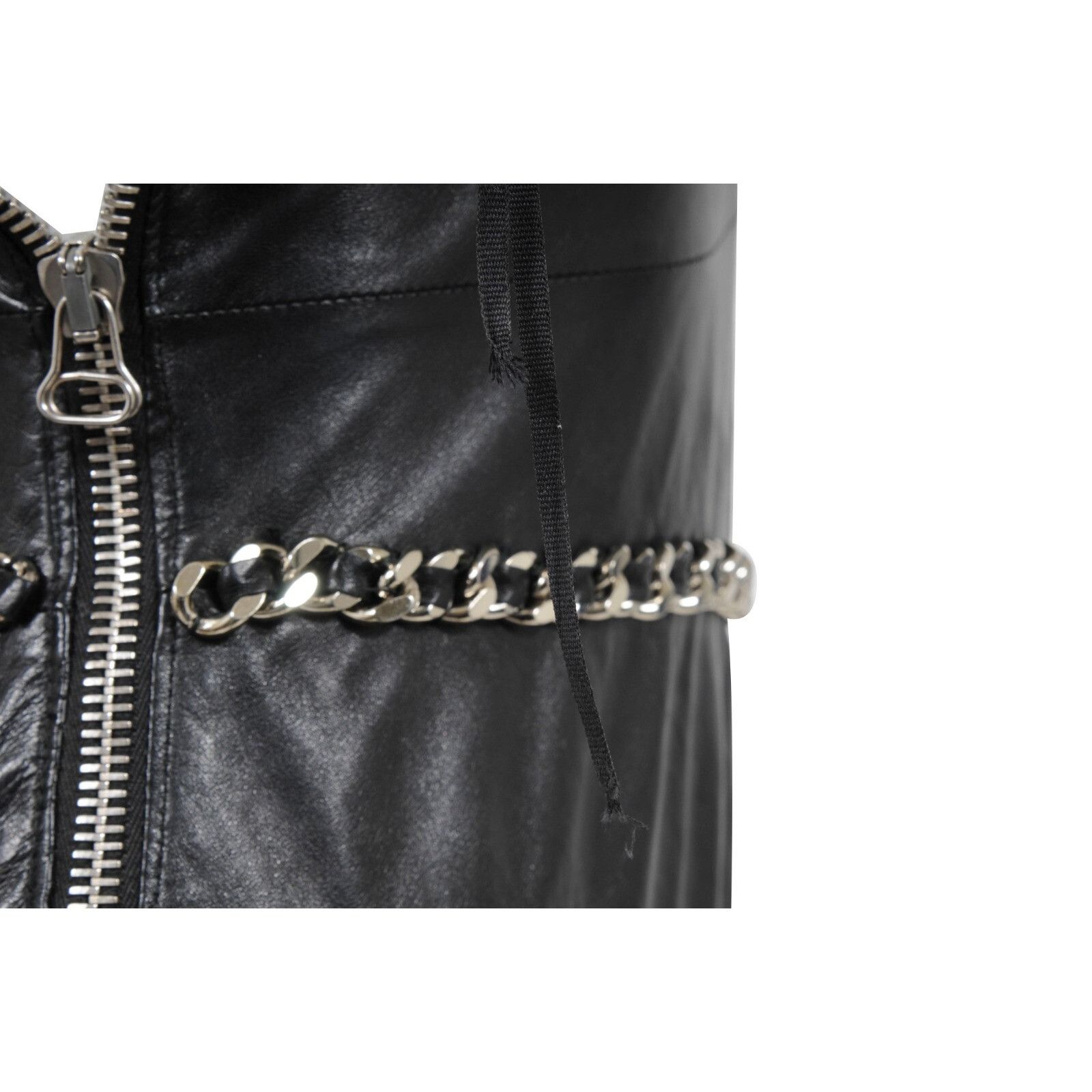 Balmain Mini Dress Black Lamb Leather One Shoulder Size M / US 6-8 / IT 42-44 - 8 Thumbnail
