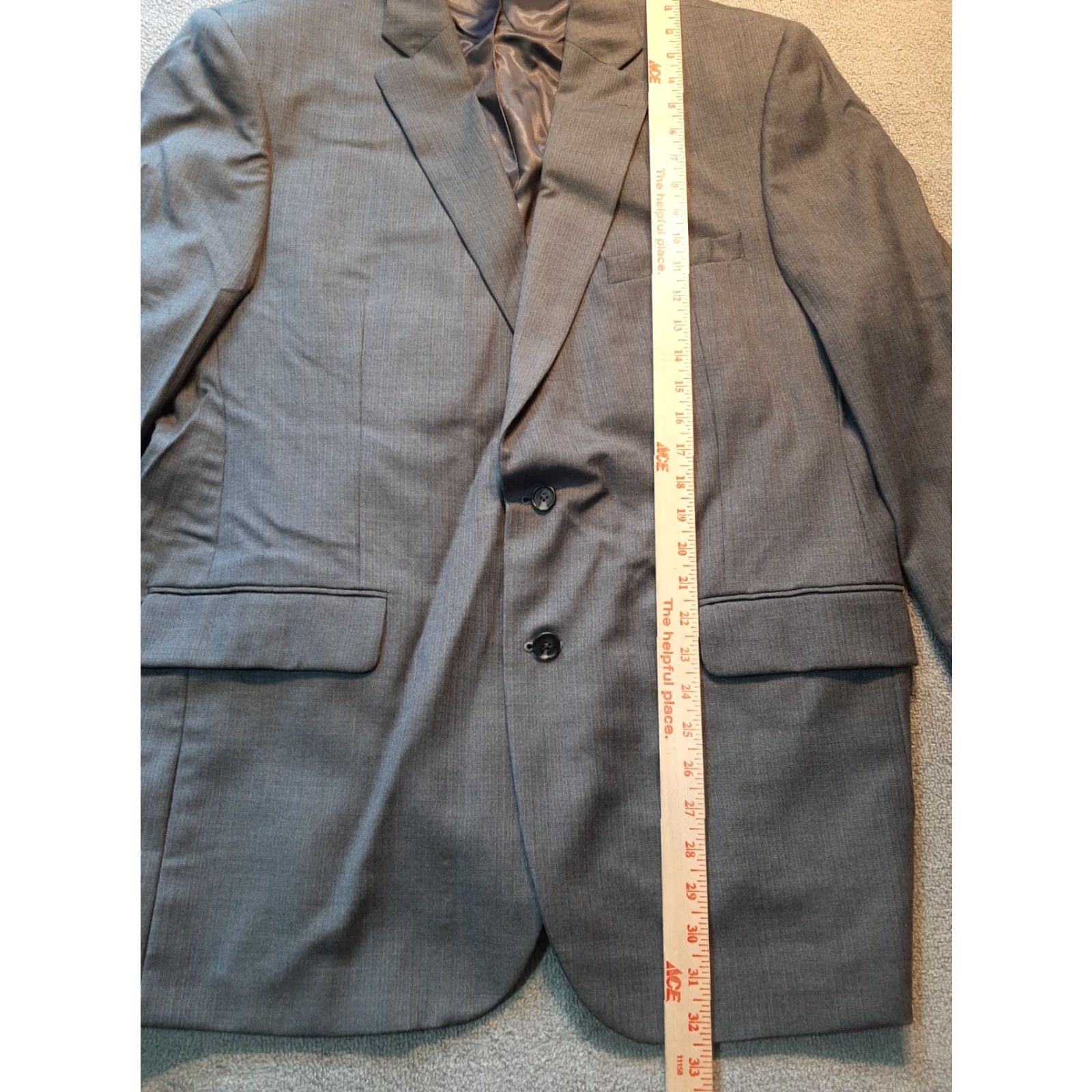 Liz Claiborne Claiborne Mens Suit 46R Wool Gray Regular 2 Piece Suit Men Chest 46 Classic Solid Wool Gray Mens Size 46R - 2 Thumbnail