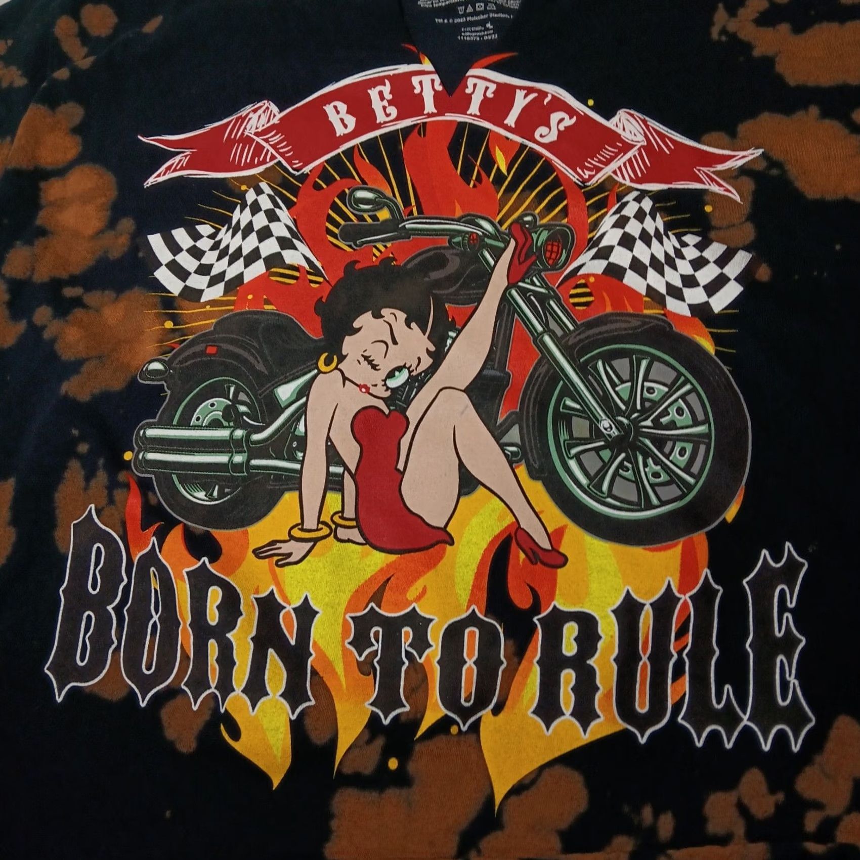 Born Betty Boop Born To Rule Black Motorcycle Shirt M Cropped Size M / US 6-8 / IT 42-44 - 2 Thumbnail