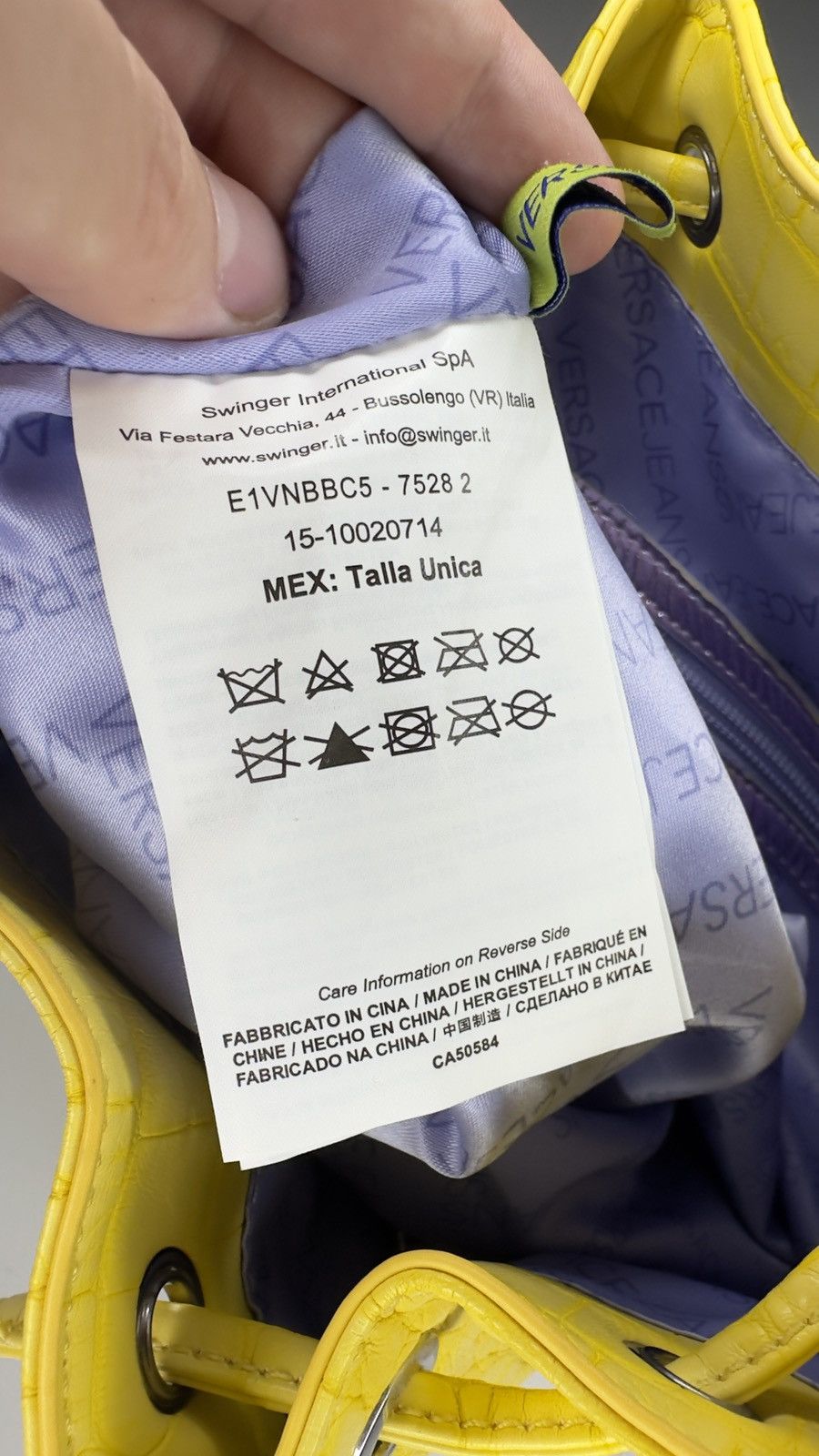 Versace Jeans Couture Versace Jeans Yellow Faux Croc Bucket Bag Size ONE SIZE - 6 Thumbnail