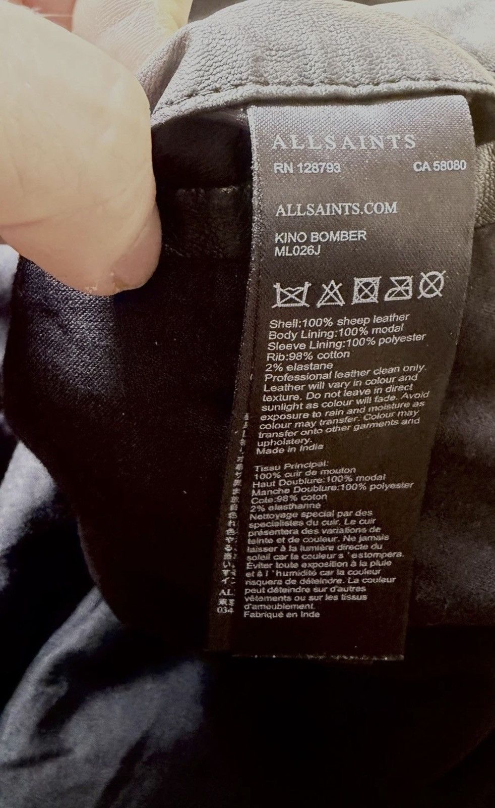 Allsaints AllSaints Kino Sheepskin Leather Bomber Jacket Size Large Size US L / EU 52-54 / 3 - 11 Thumbnail