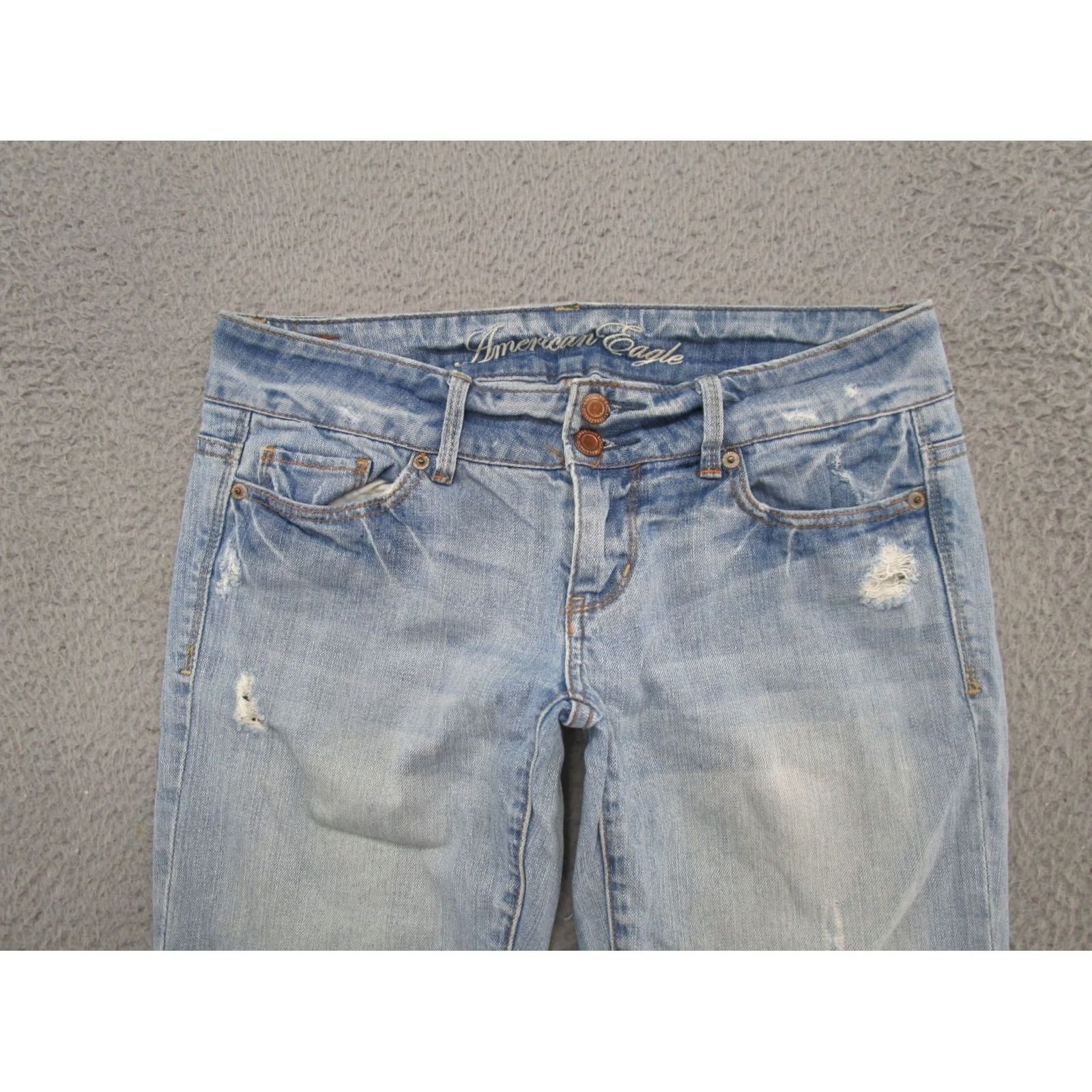 American Eagle Outfitters Vtg Y2K American Eagle Distressed Light Wash Denim Jeans Women's Size 4 Size 27" / US 4 / IT 40 - 3 Thumbnail