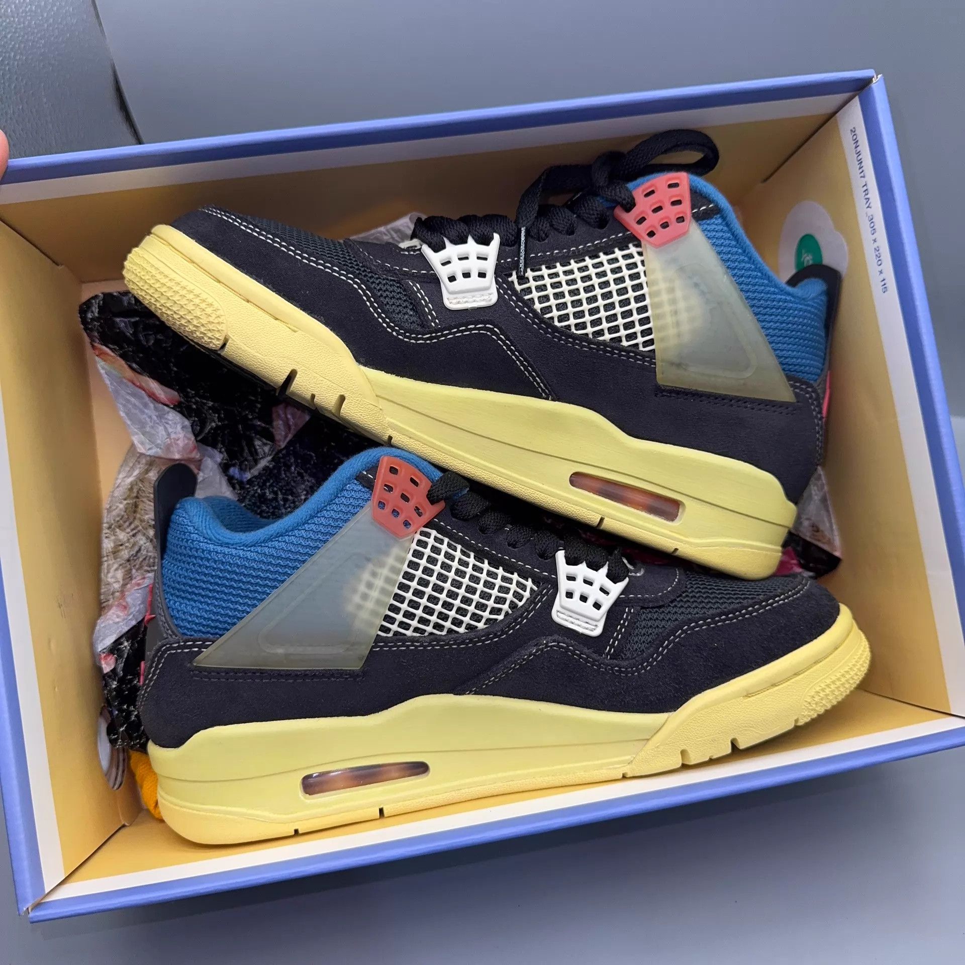 Nike Jordan AJ4 Union Black/Blue 38.5 Size US 8 / IT 38 - 6 Thumbnail